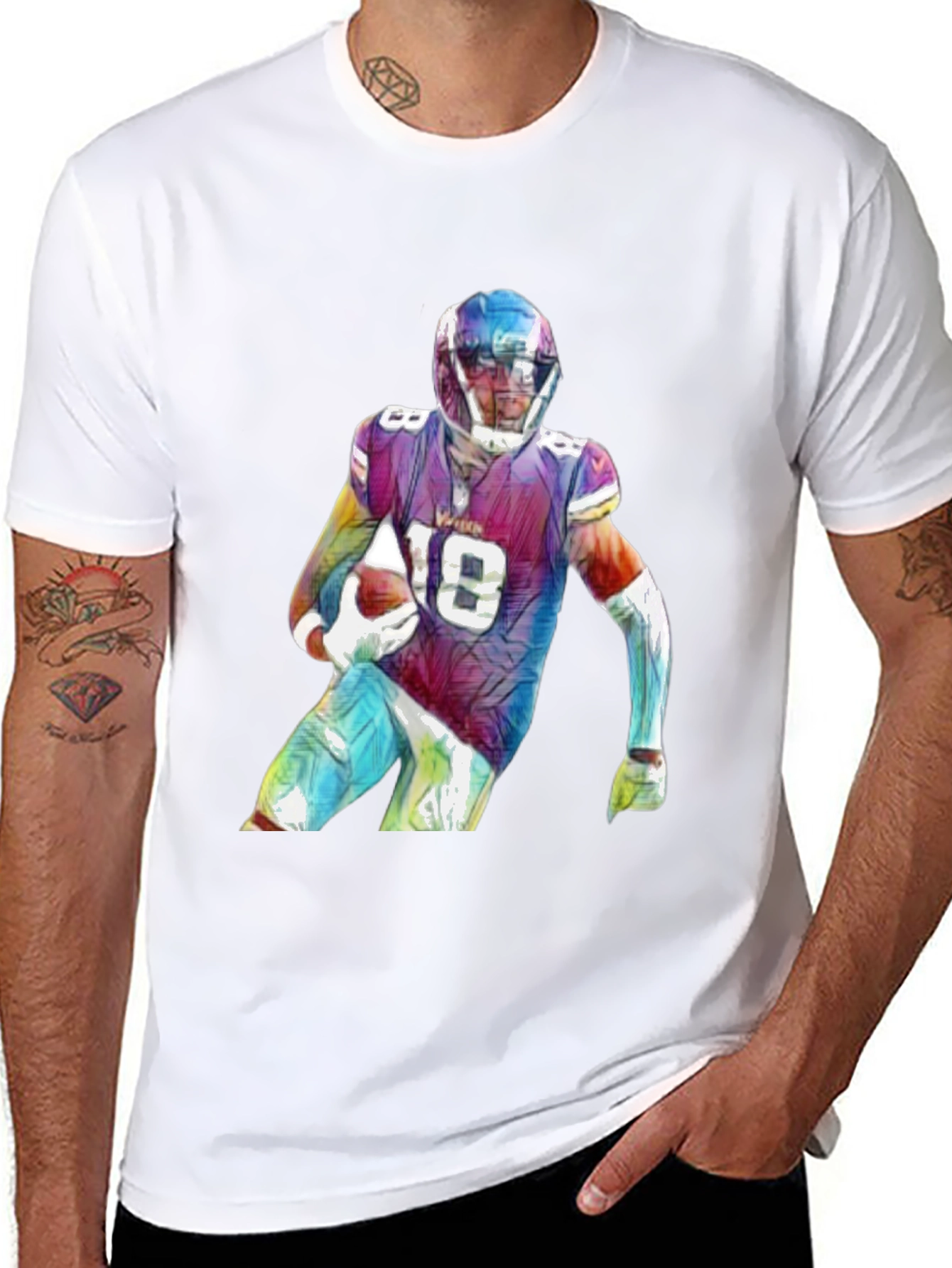 Football Player Graphic Black T-Shirt