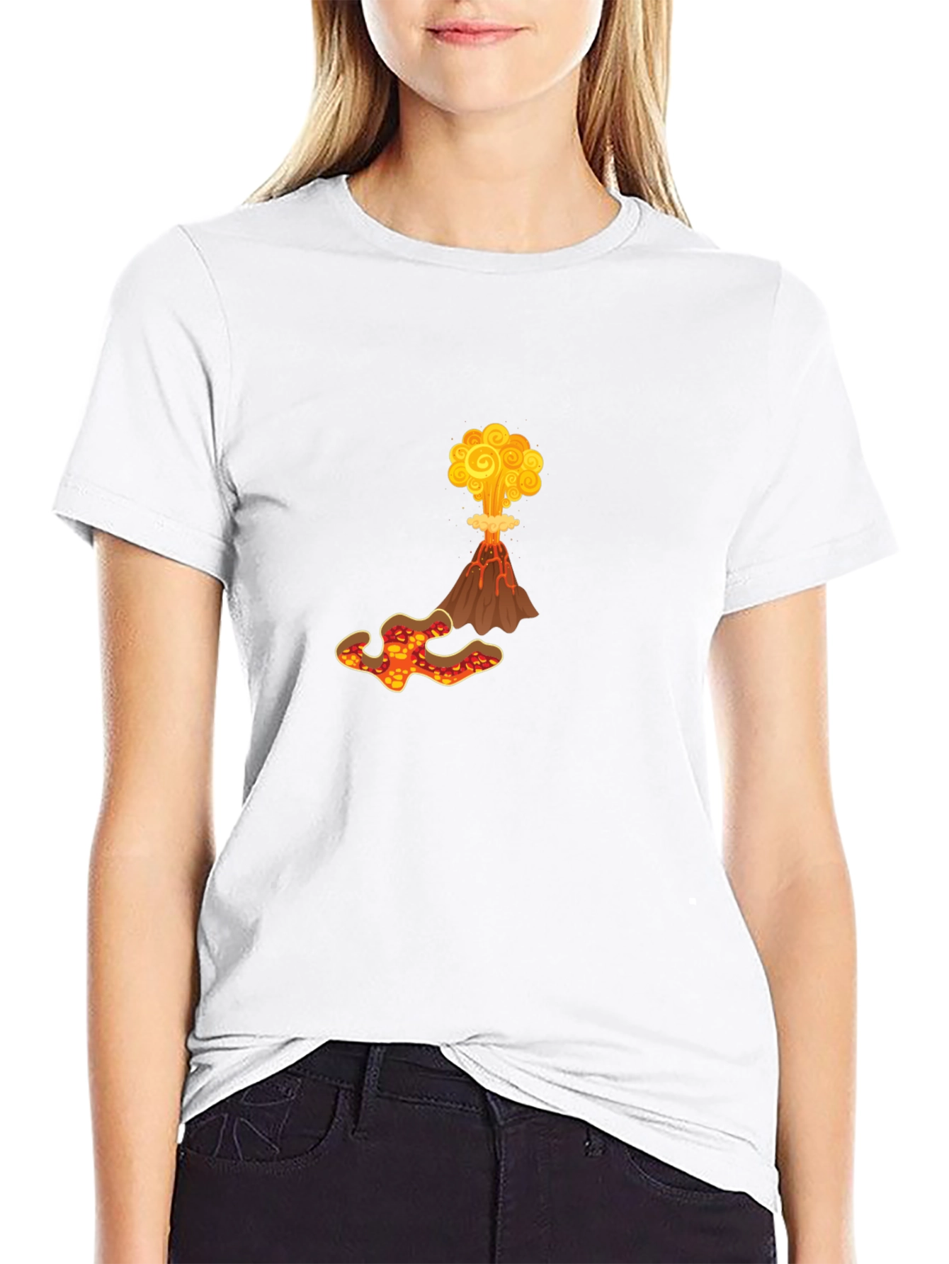 Volcano Eruption Graphic Tee - Bold Black T-Shirt