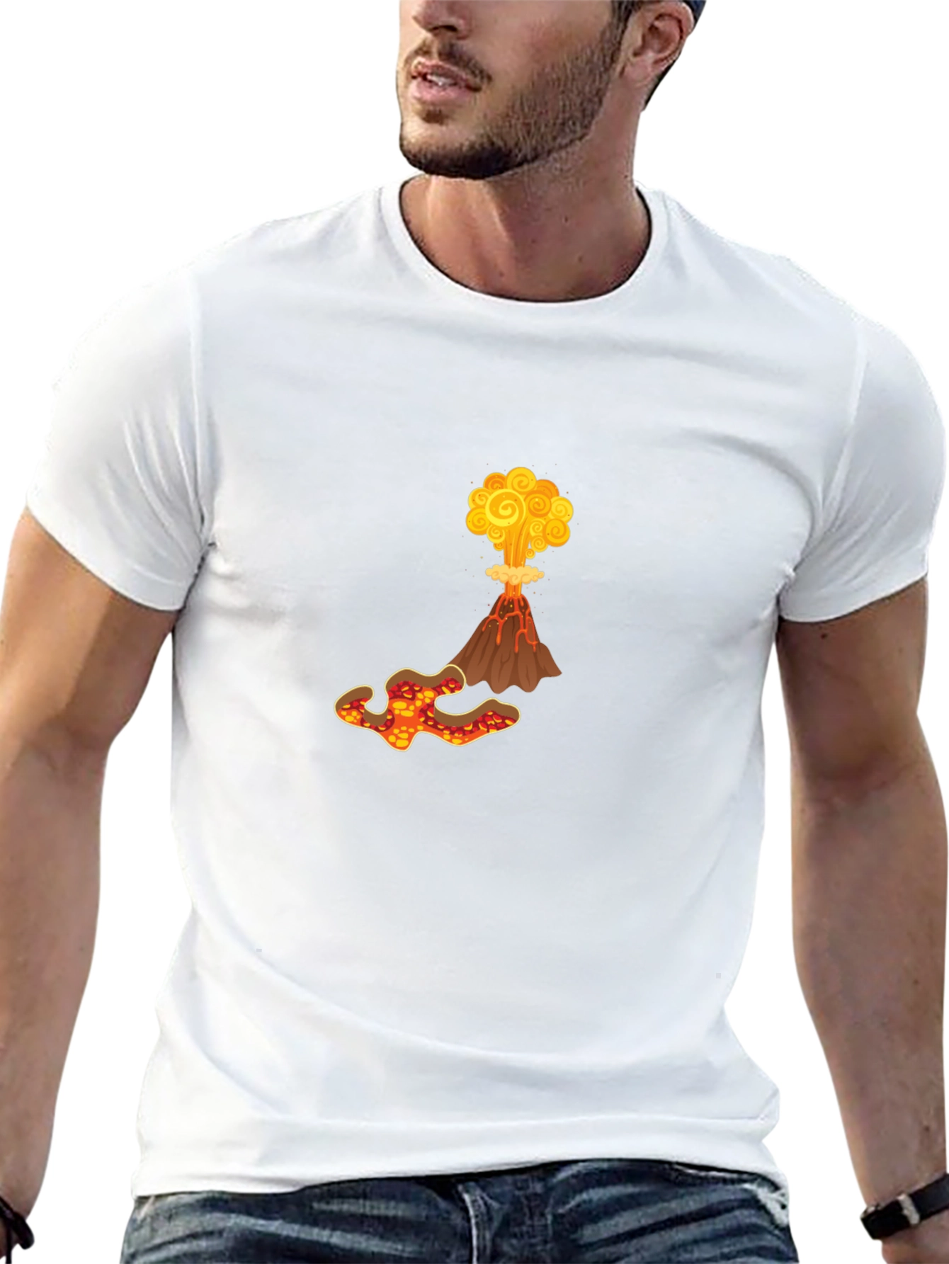 Volcano Eruption Graphic Tee - Bold Black T-Shirt