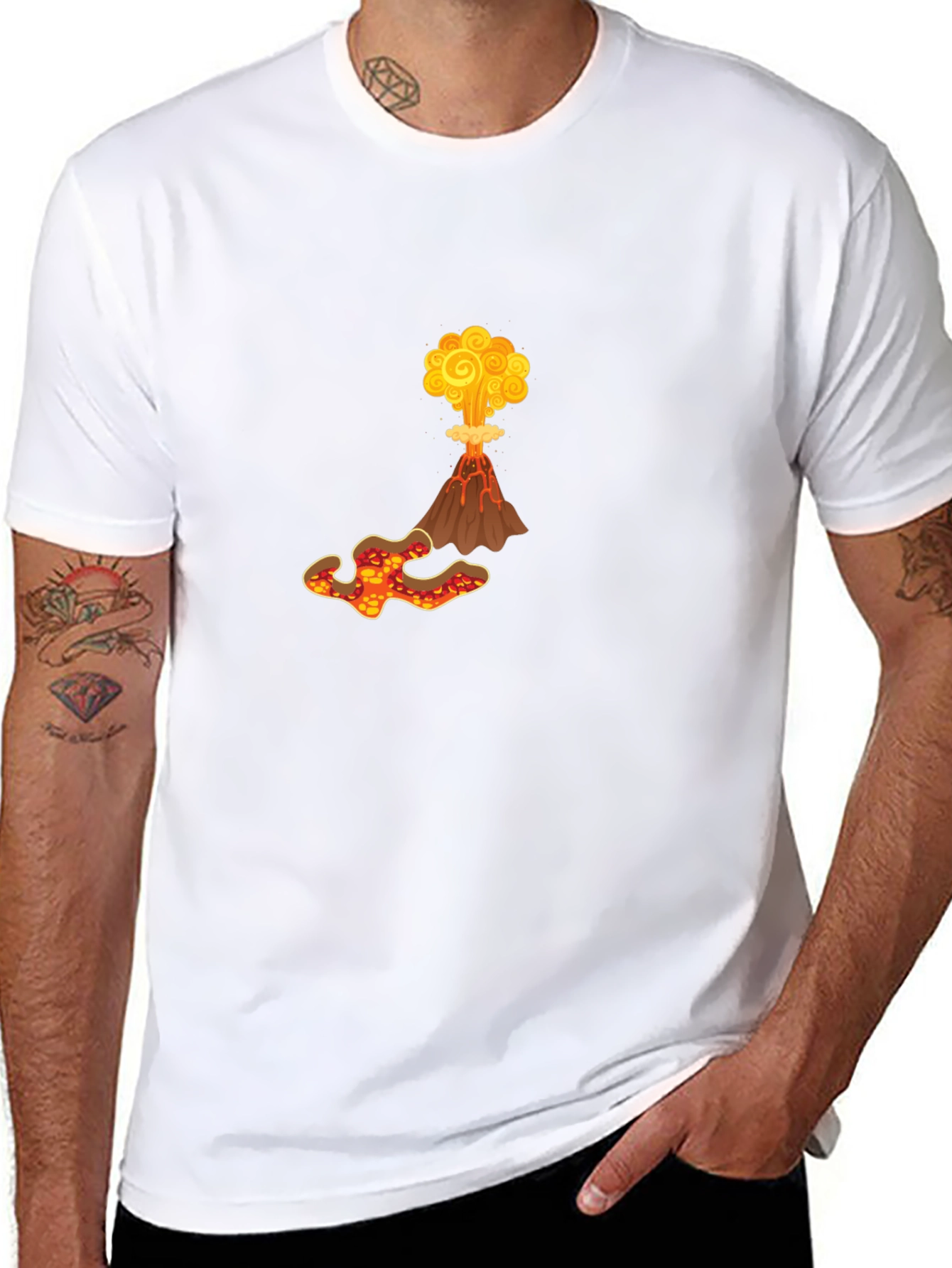 Volcano Eruption Graphic Tee - Bold Black T-Shirt