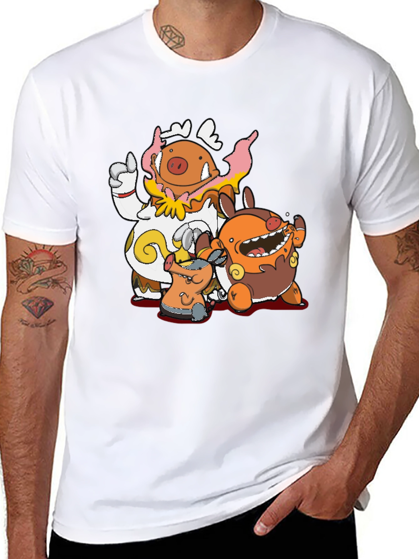 Pokémon Lechonk Family Black T-Shirt