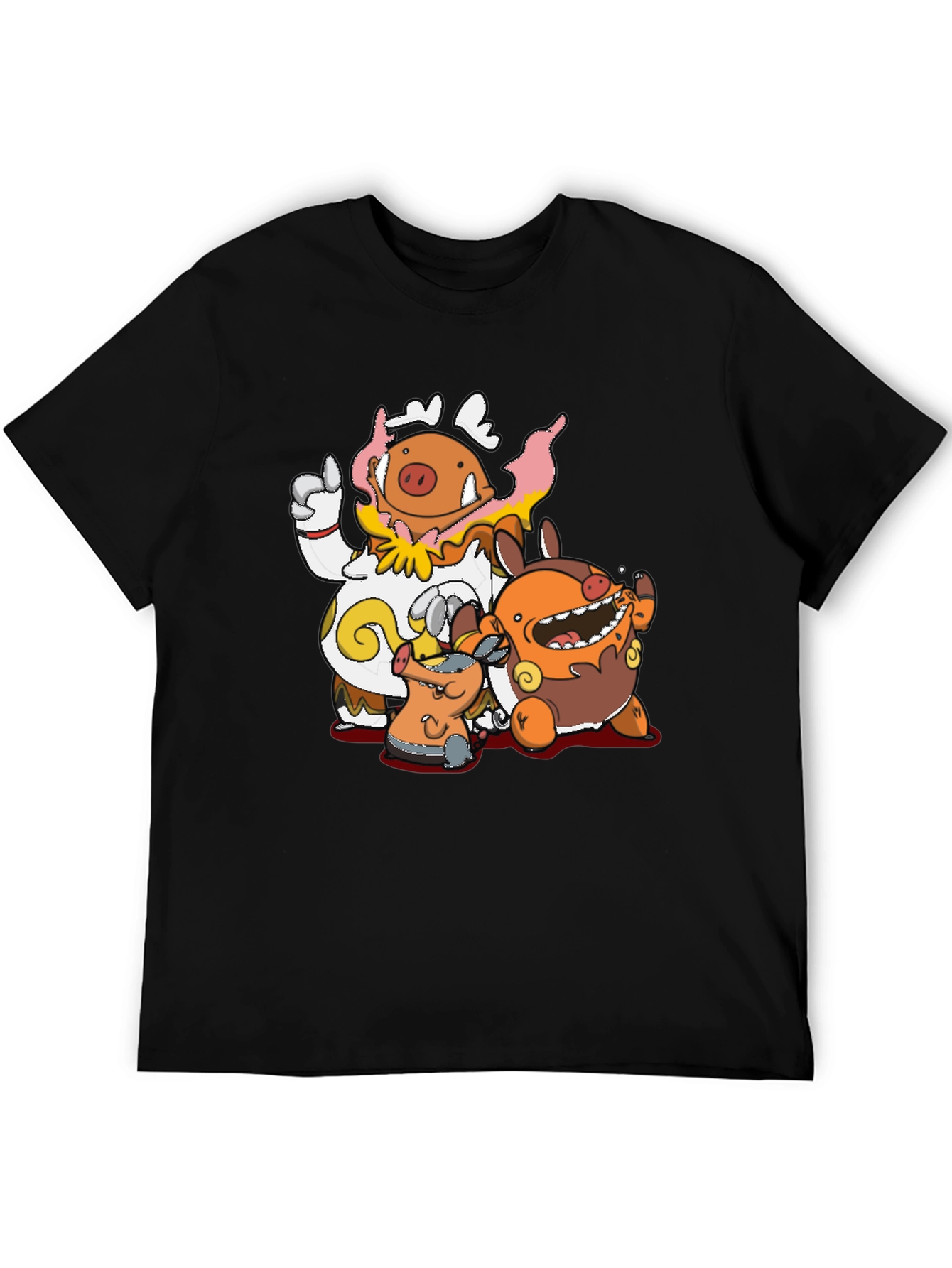 Pokémon Lechonk Family Black T-Shirt