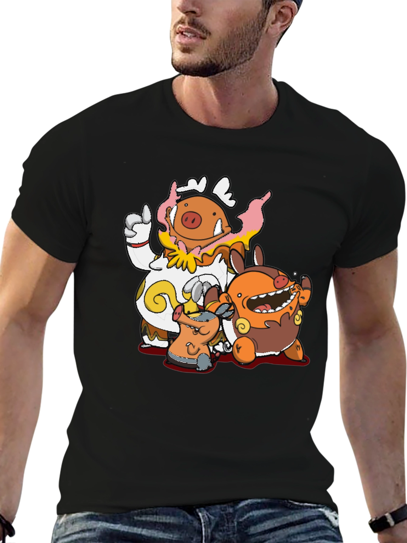 Pokémon Lechonk Family Black T-Shirt