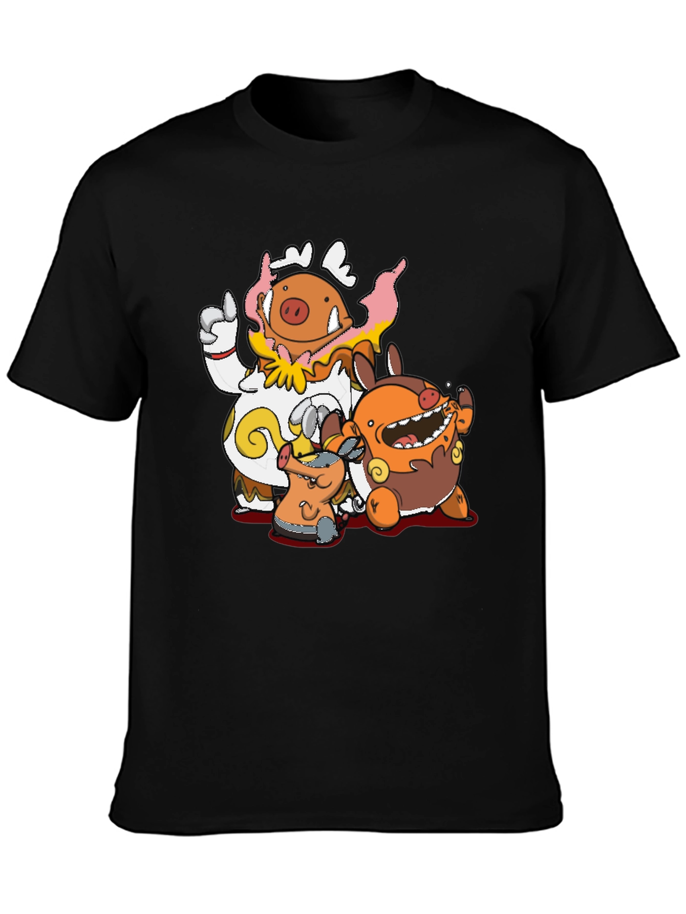 Pokémon Lechonk Family Black T-Shirt