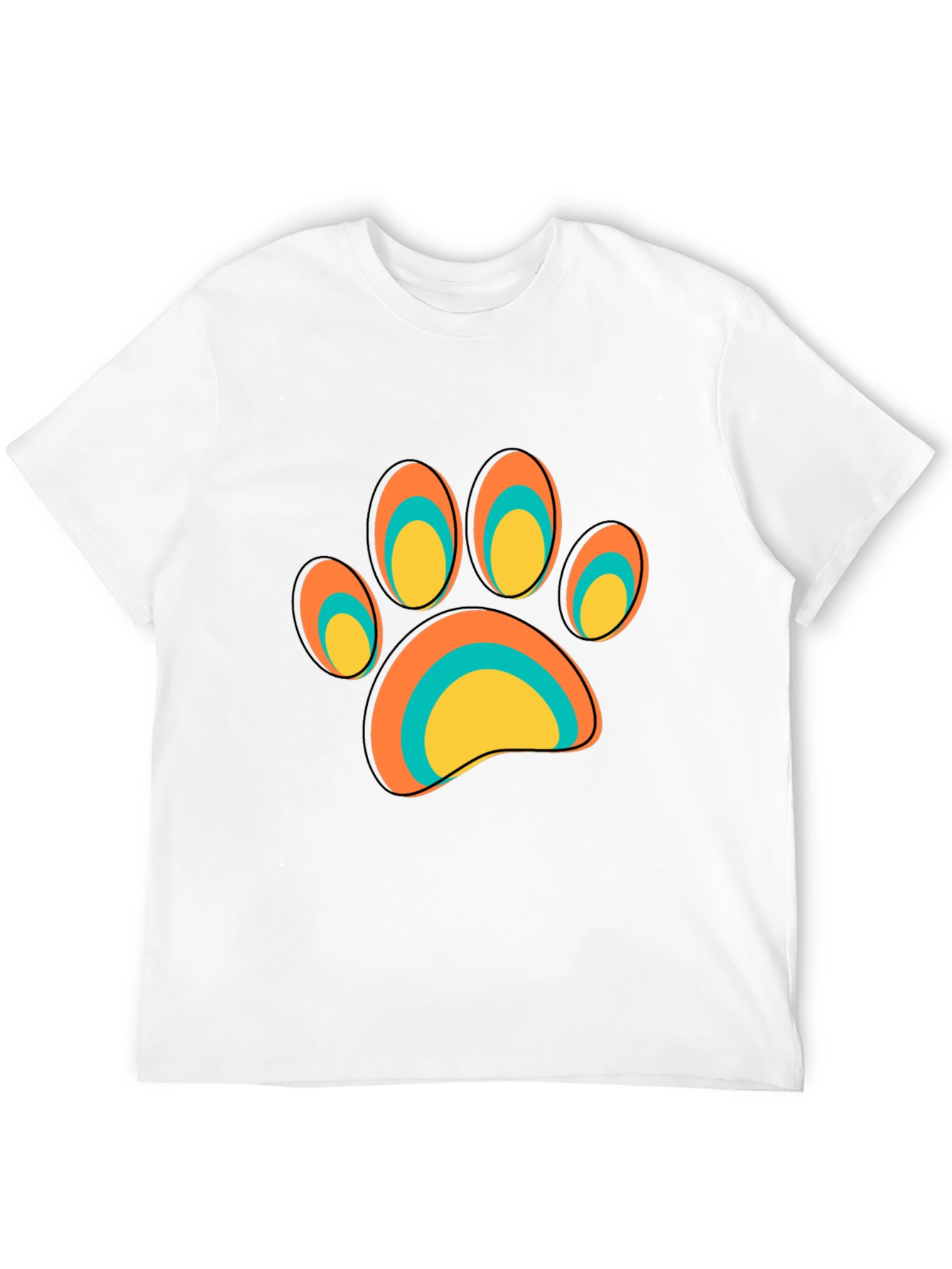 Cool Paw Print Graphic Tee - Black