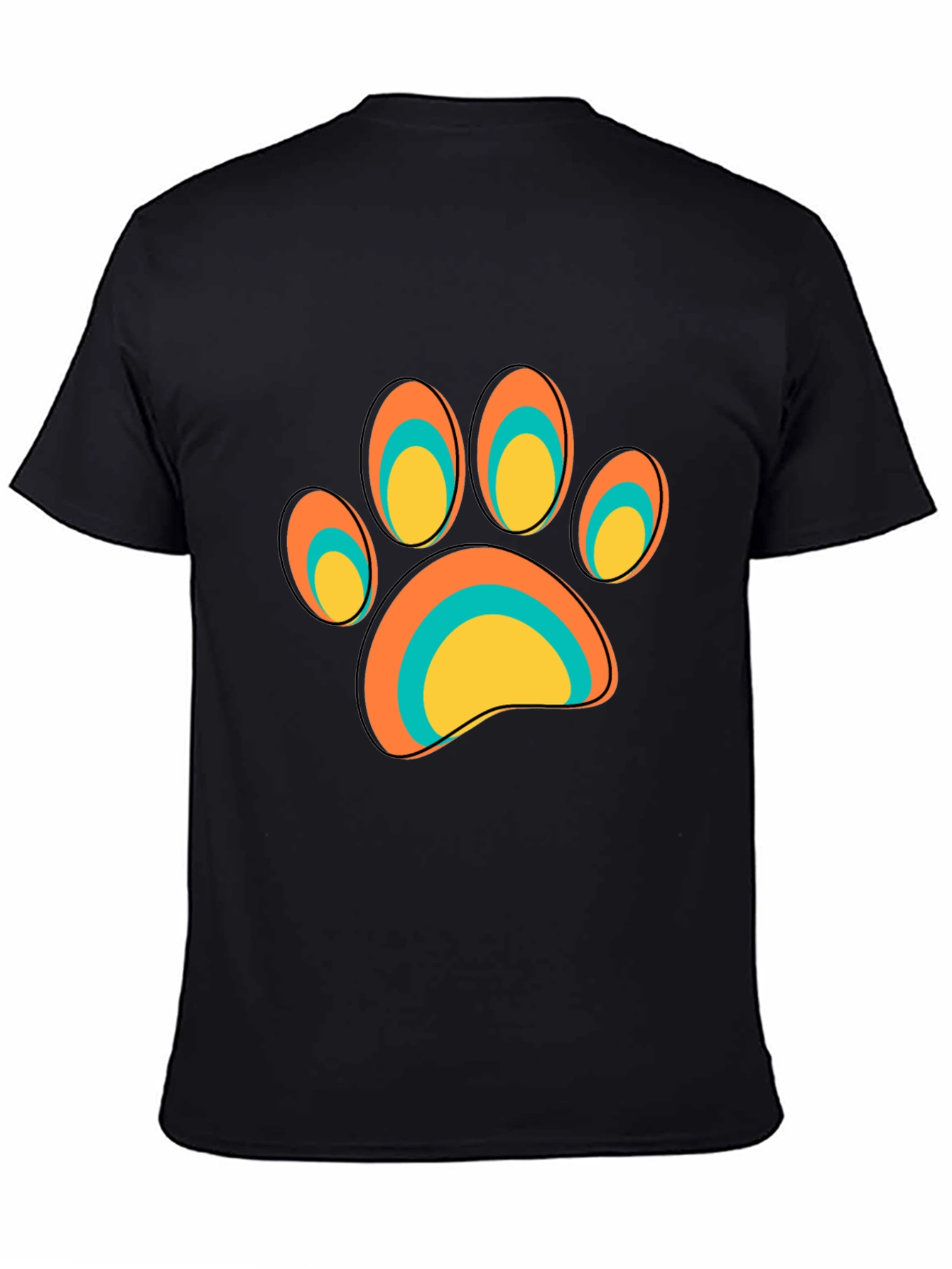 Cool Paw Print Graphic Tee - Black