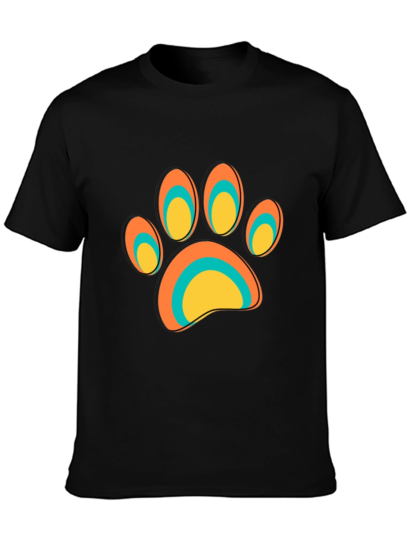 Cool Paw Print Graphic Tee - Black