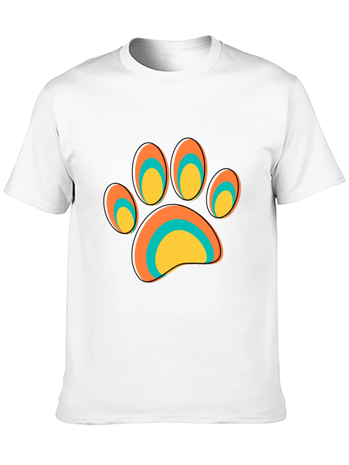 Cool Paw Print Graphic Tee - Black
