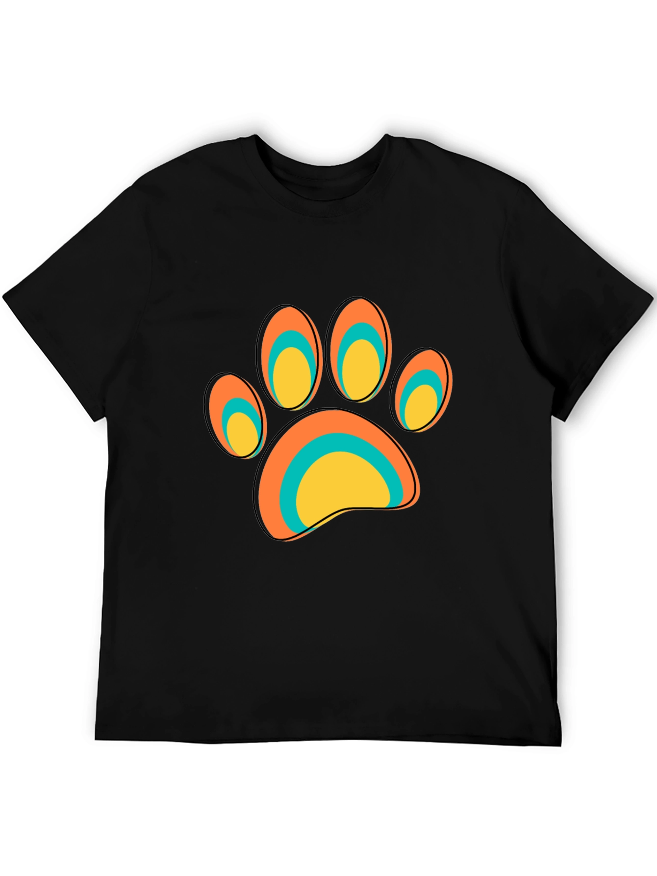 Cool Paw Print Graphic Tee - Black