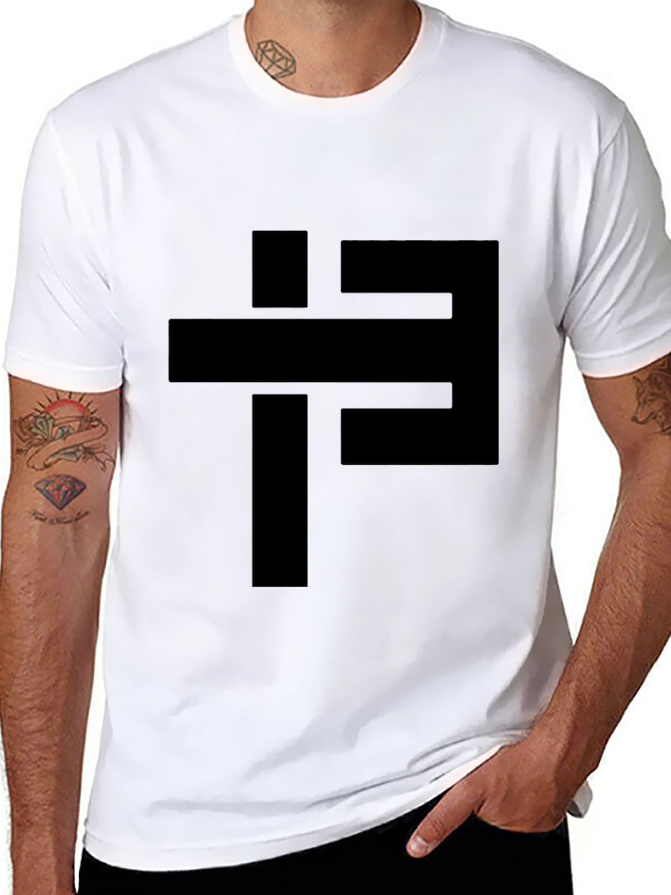 Abstract Geometric Black Graphic Tee