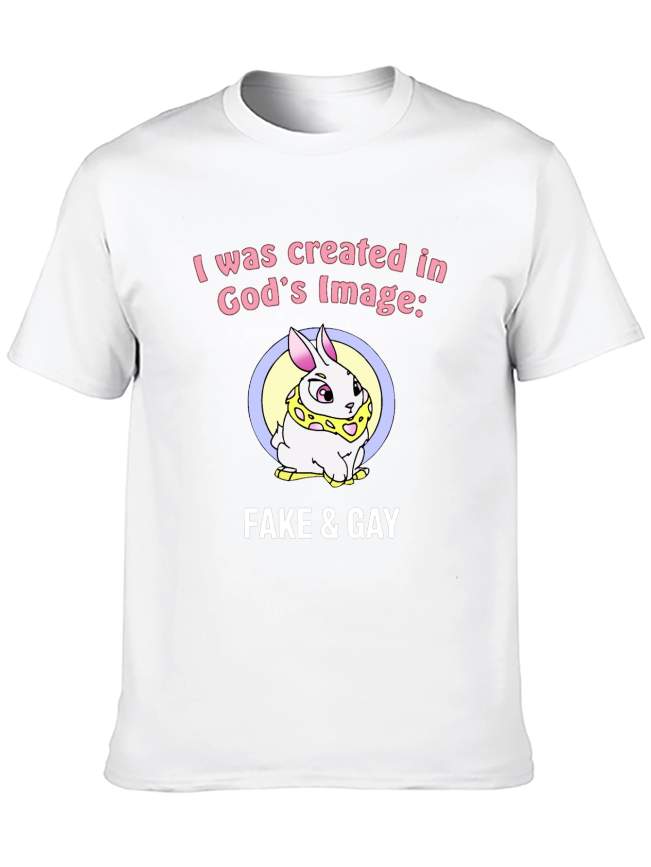 Funny Graphic Tee - Fake & Gay Bunny T-Shirt