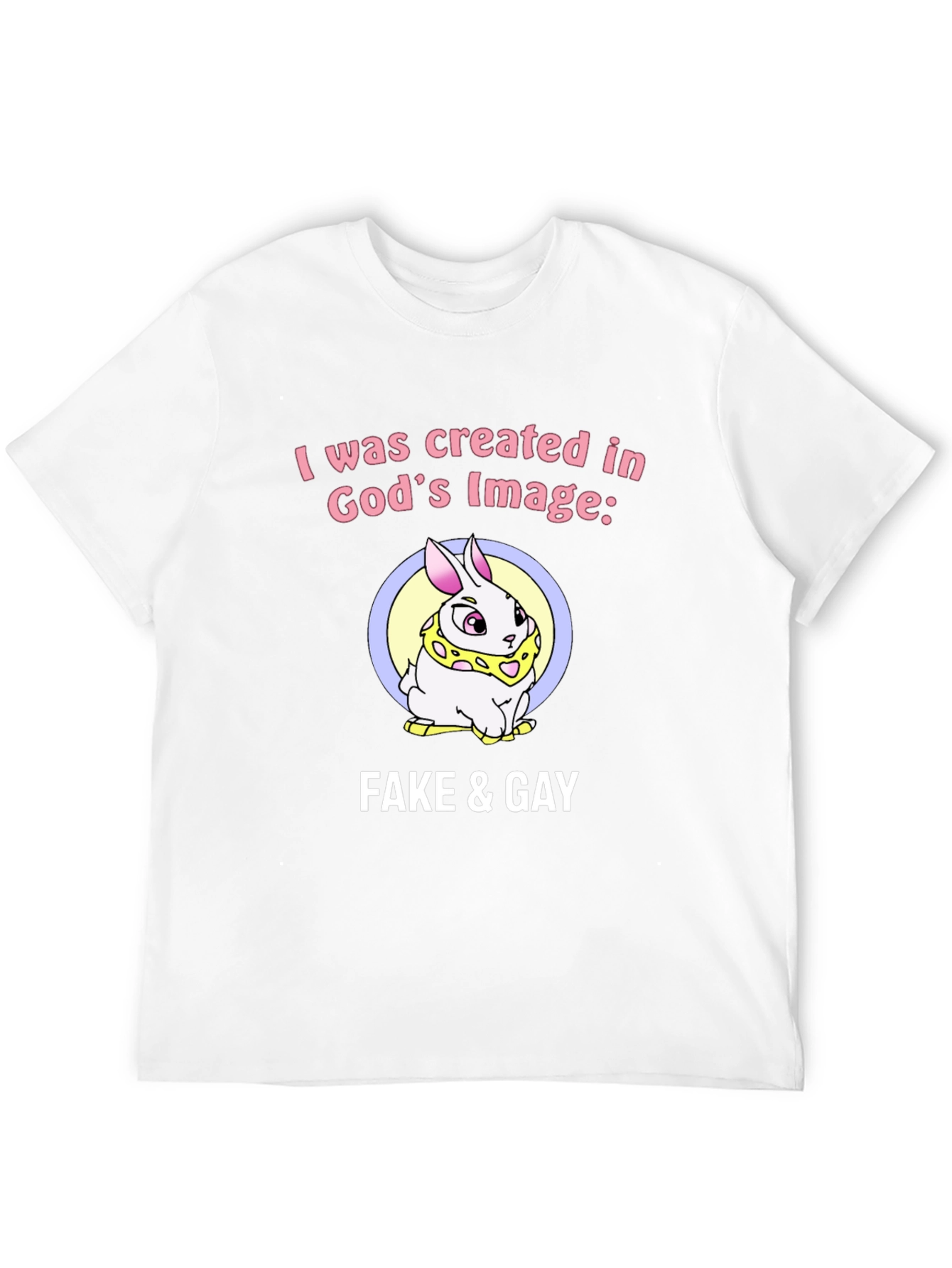 Funny Graphic Tee - Fake & Gay Bunny T-Shirt