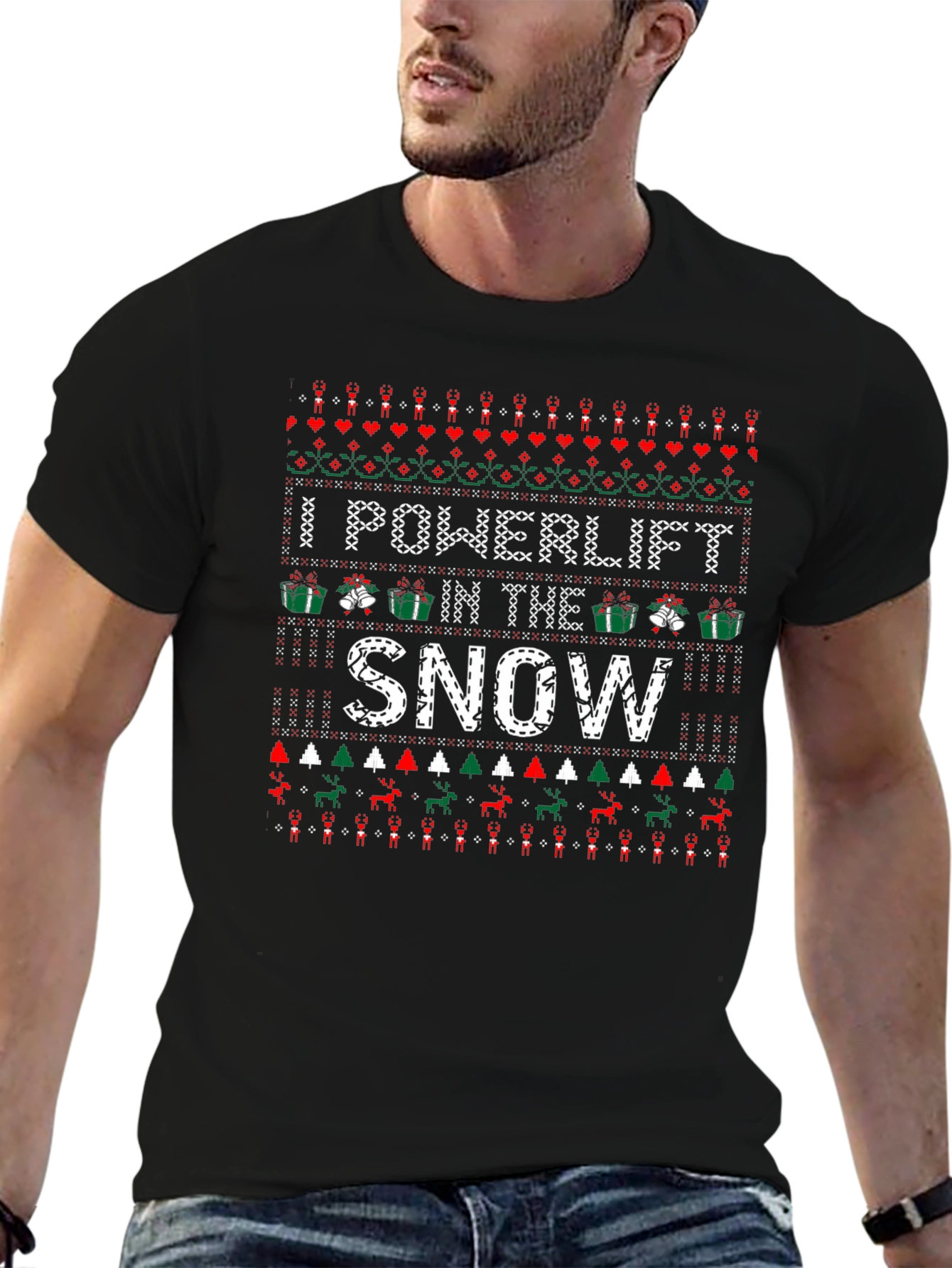 I Powerlift In The Snow Ugly Christmas Sweater T-Shirt