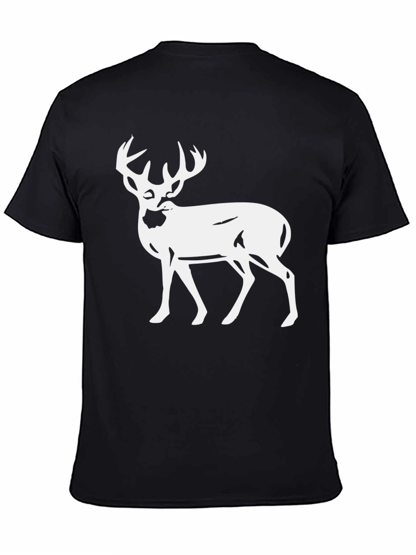 Deer Graphic Tee - Black Cotton T-Shirt