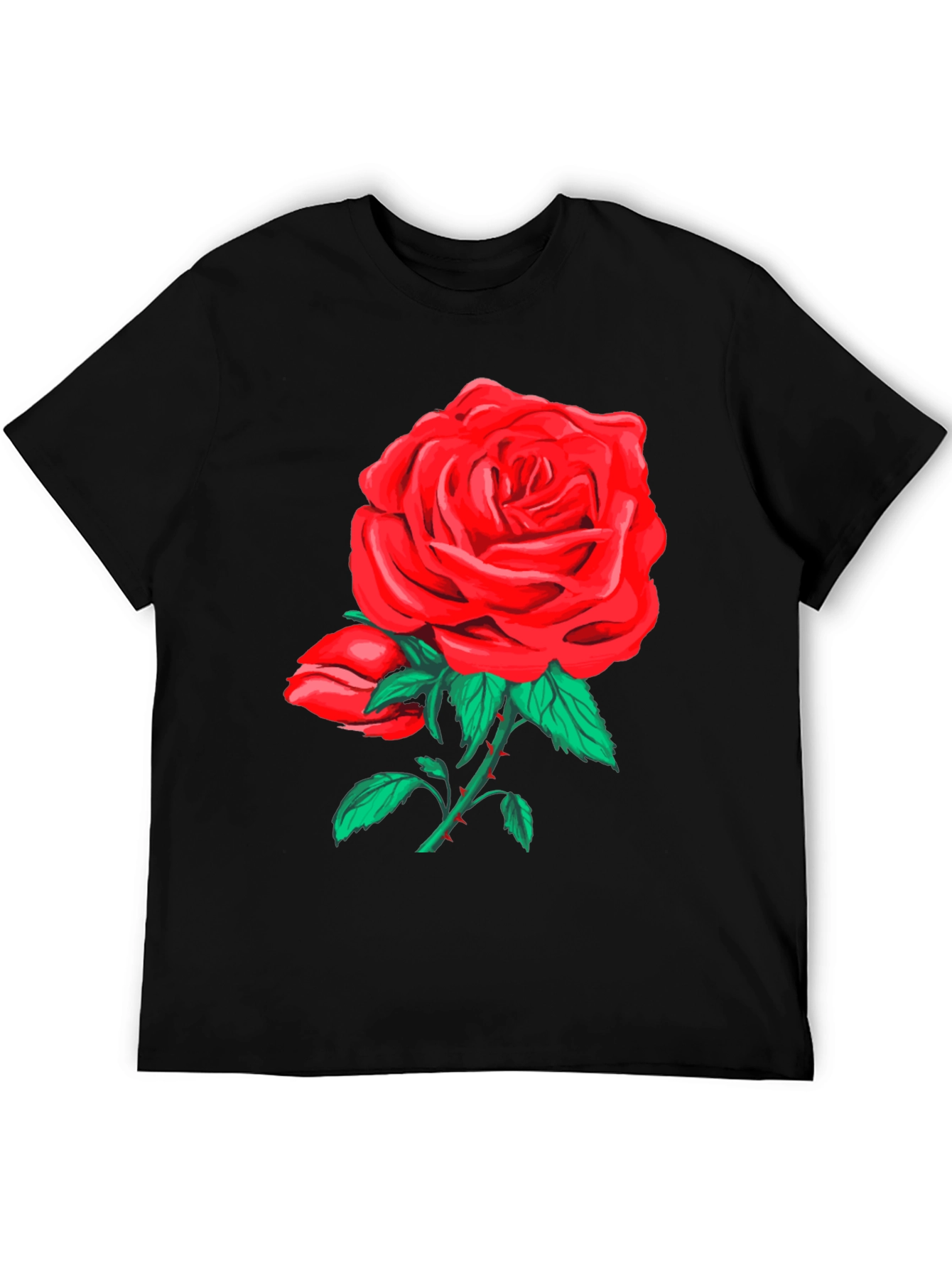 Bold Rose Graphic Tee - Black Cotton Blend