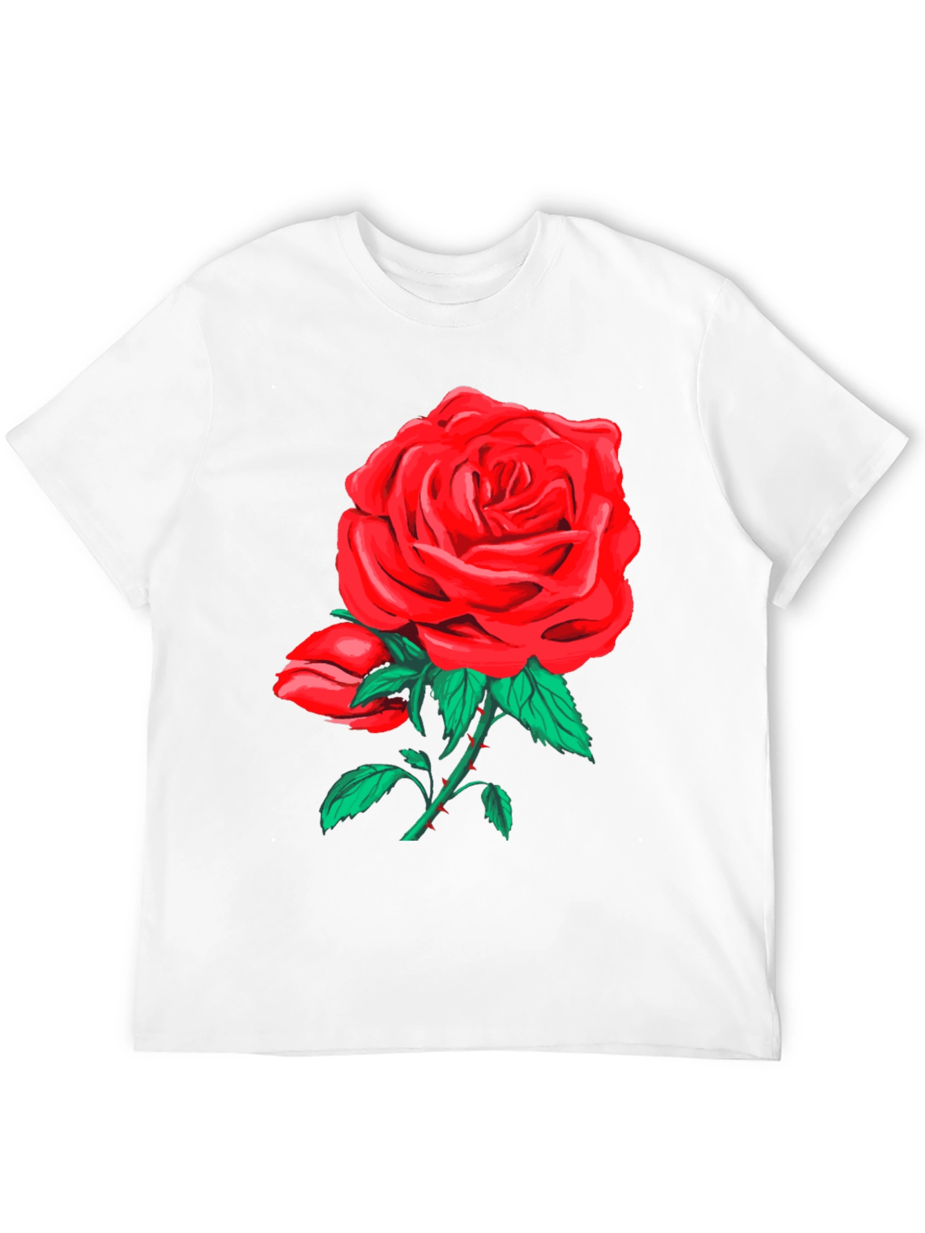 Bold Rose Graphic Tee - Black Cotton Blend