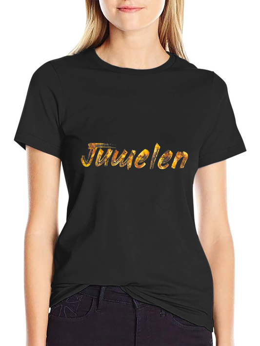 Juuelen Black Graphic Tee for Men