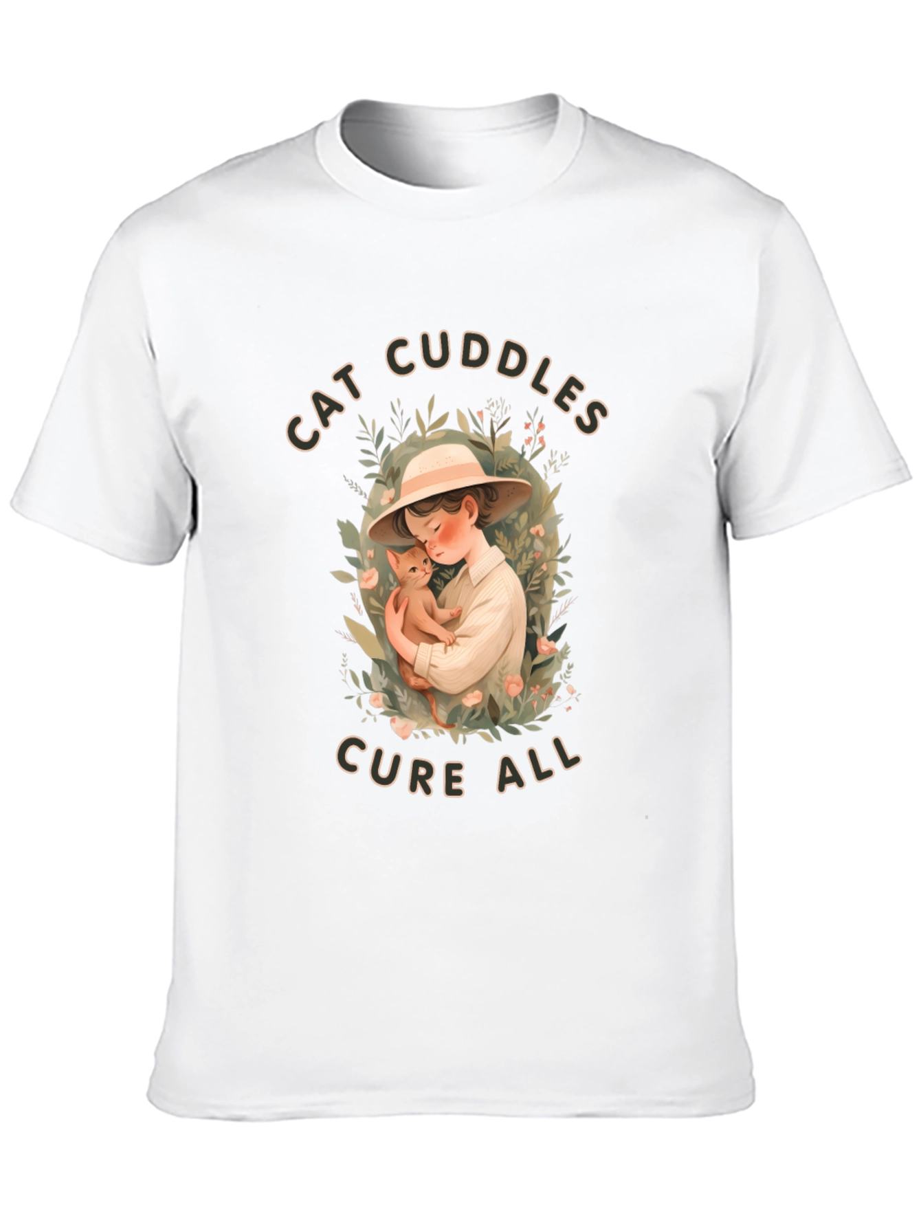 Cat Cuddles T-Shirt - Soft Cotton Blend Cute Design