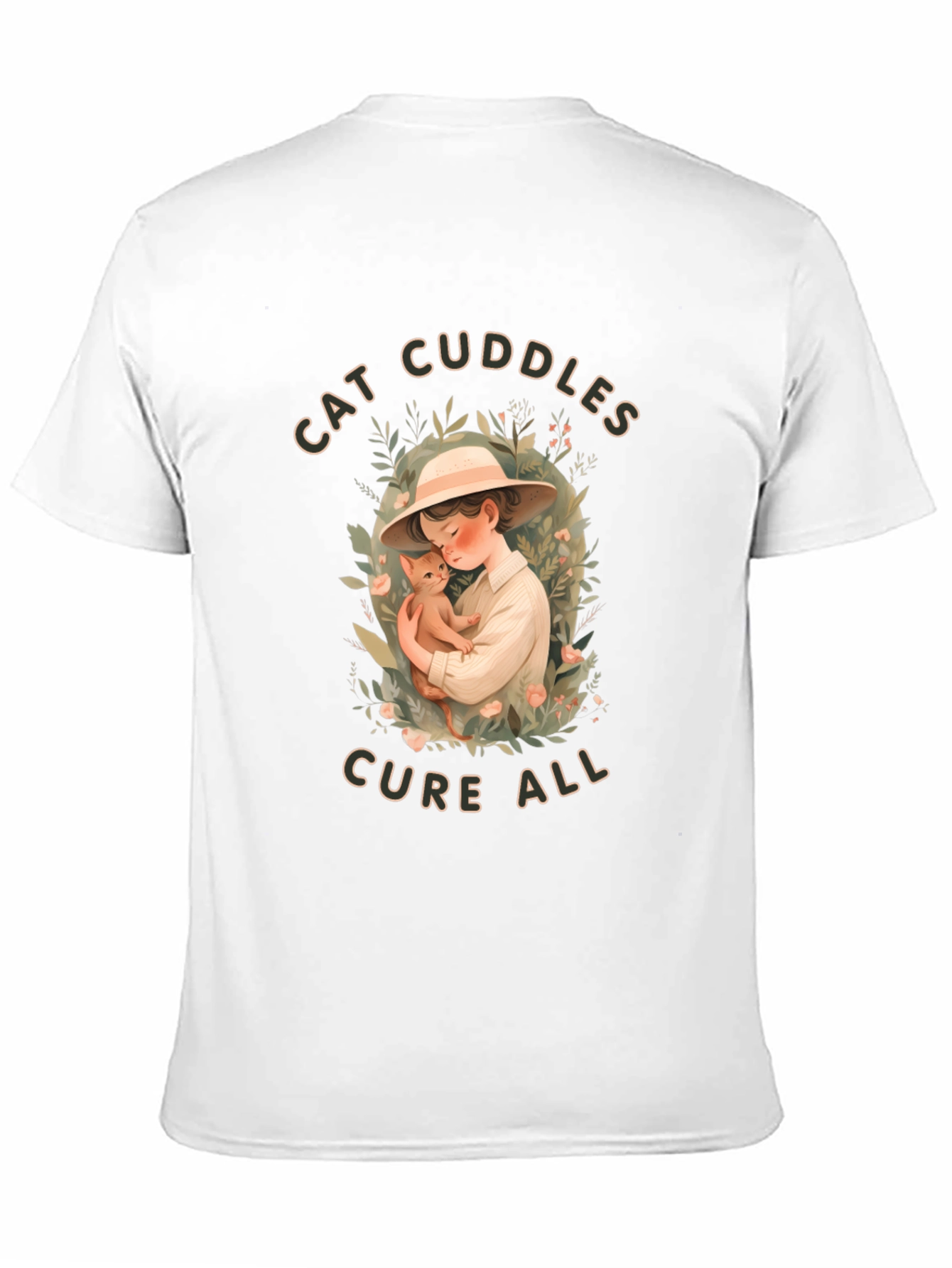 Cat Cuddles T-Shirt - Soft Cotton Blend Cute Design