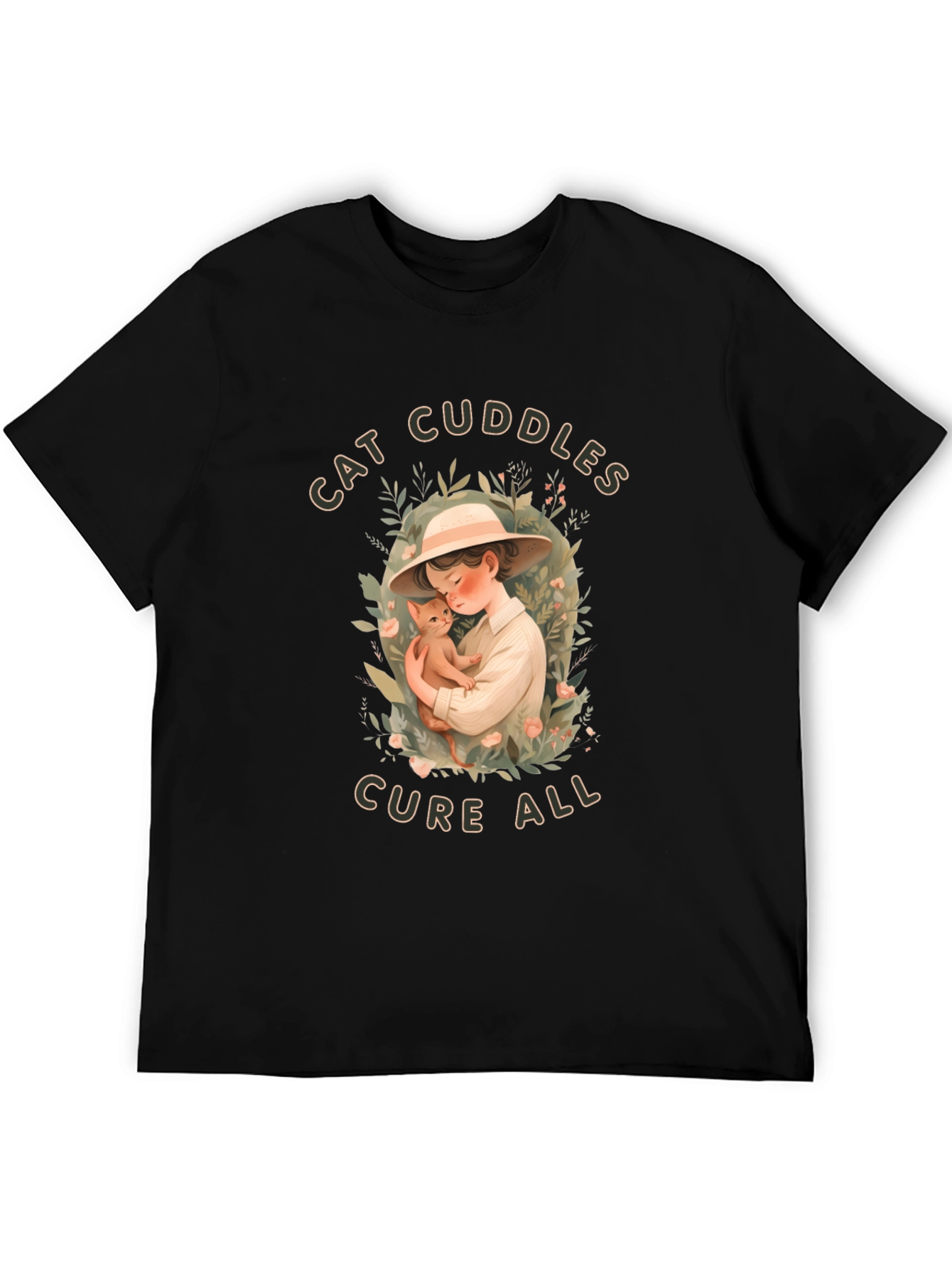 Cat Cuddles T-Shirt - Soft Cotton Blend Cute Design