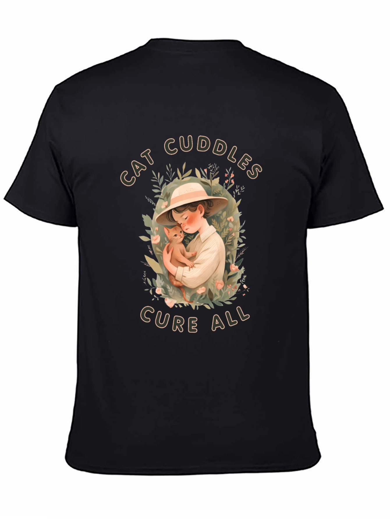 Cat Cuddles T-Shirt - Soft Cotton Blend Cute Design