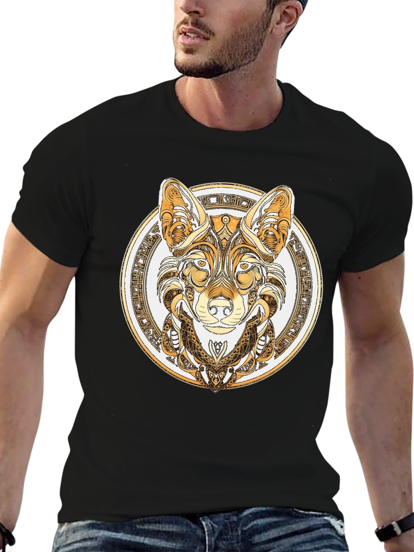 Wolf Design Black T-Shirt