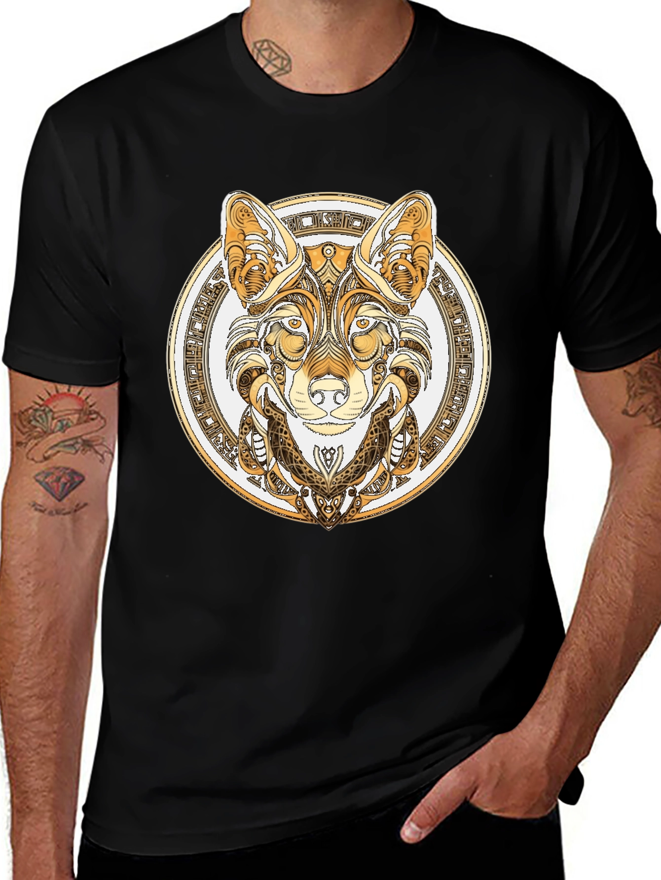 Wolf Design Black T-Shirt