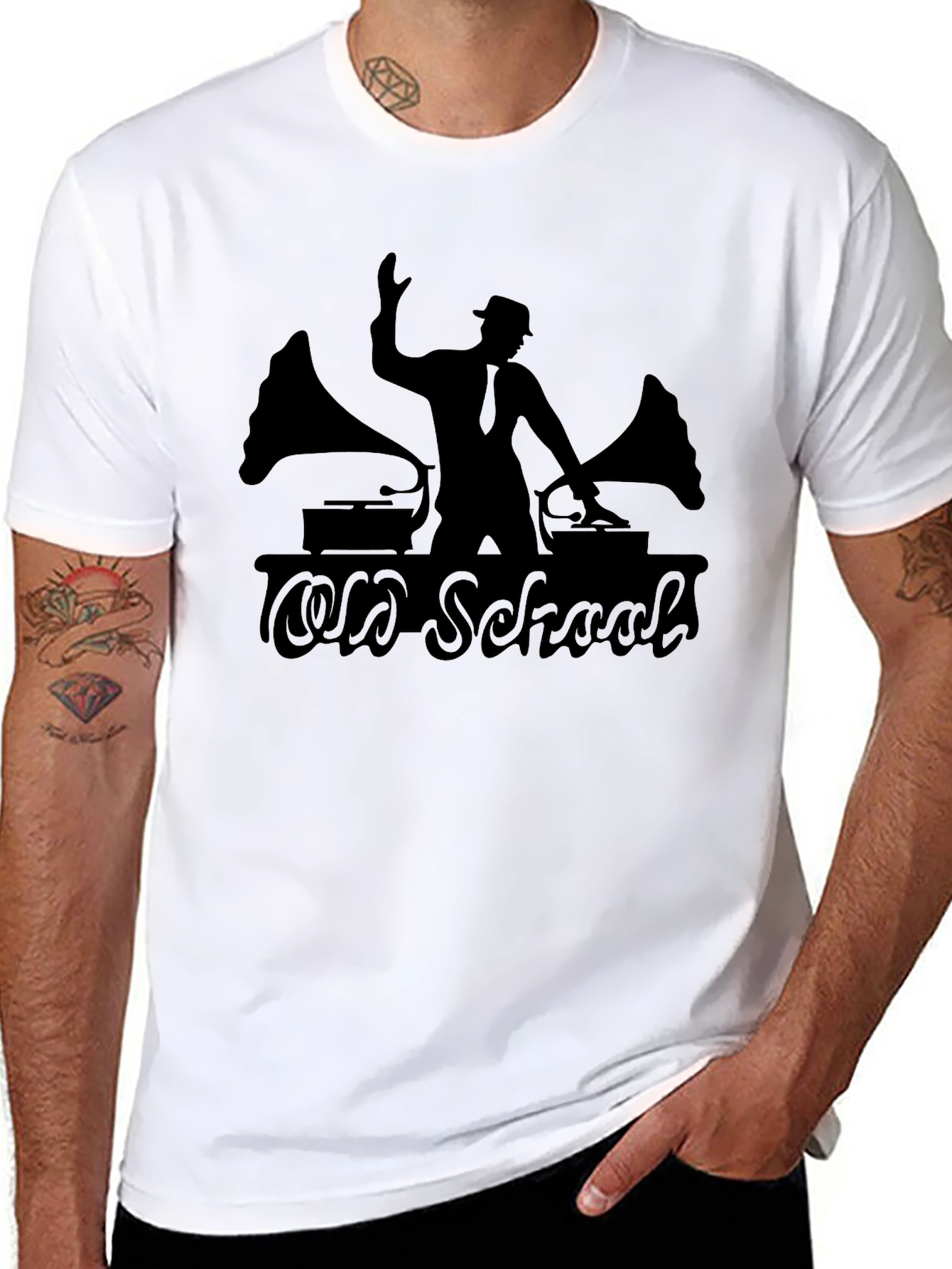 Old School DJ Black T-Shirt
