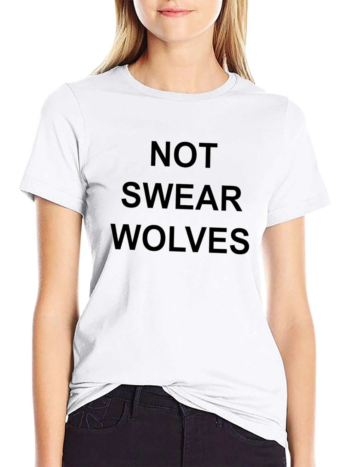 Funny Not Swear Wolves Black T-Shirt