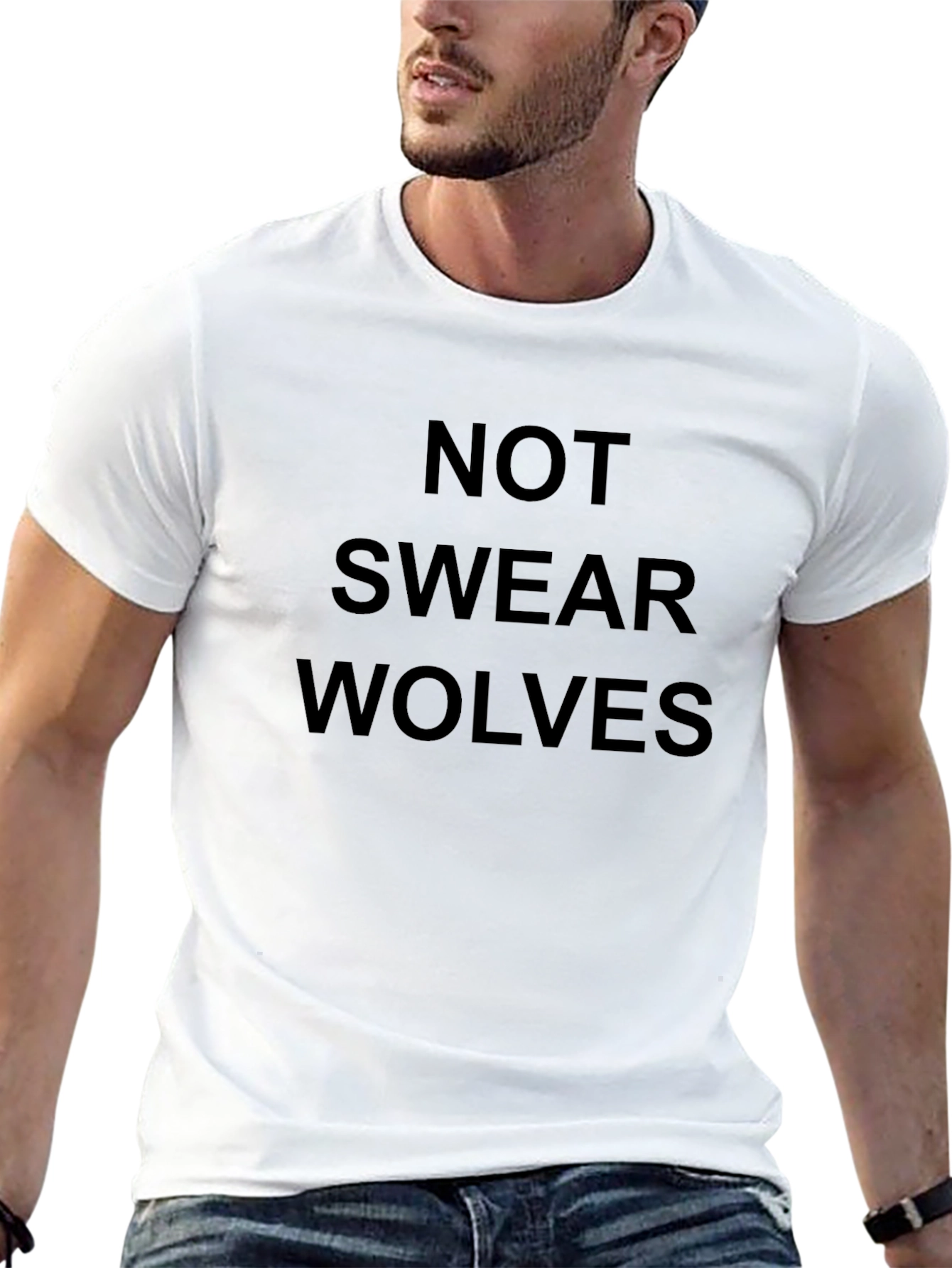 Funny Not Swear Wolves Black T-Shirt
