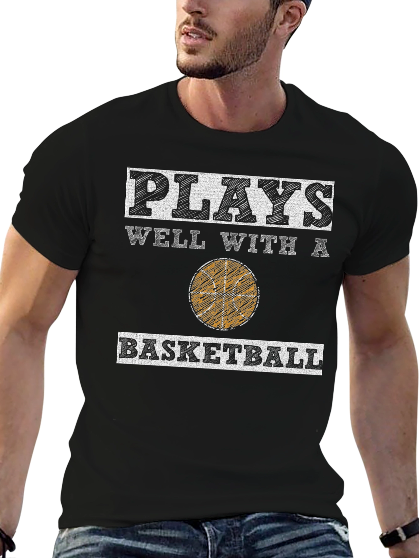 Plays Well With A Basketball Graphic Tee
