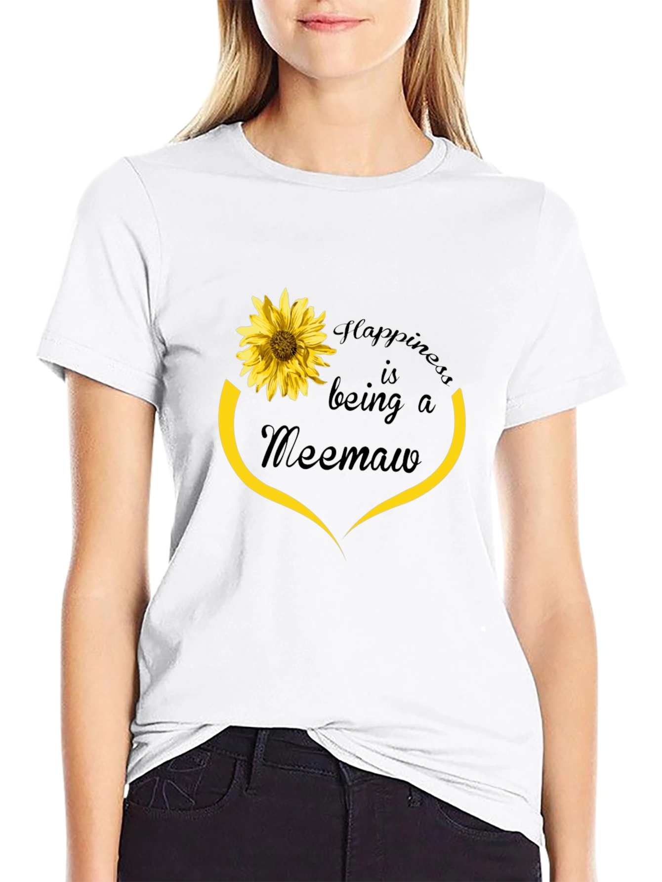 Happiness Meemaw Sunflower Graphic T-Shirt