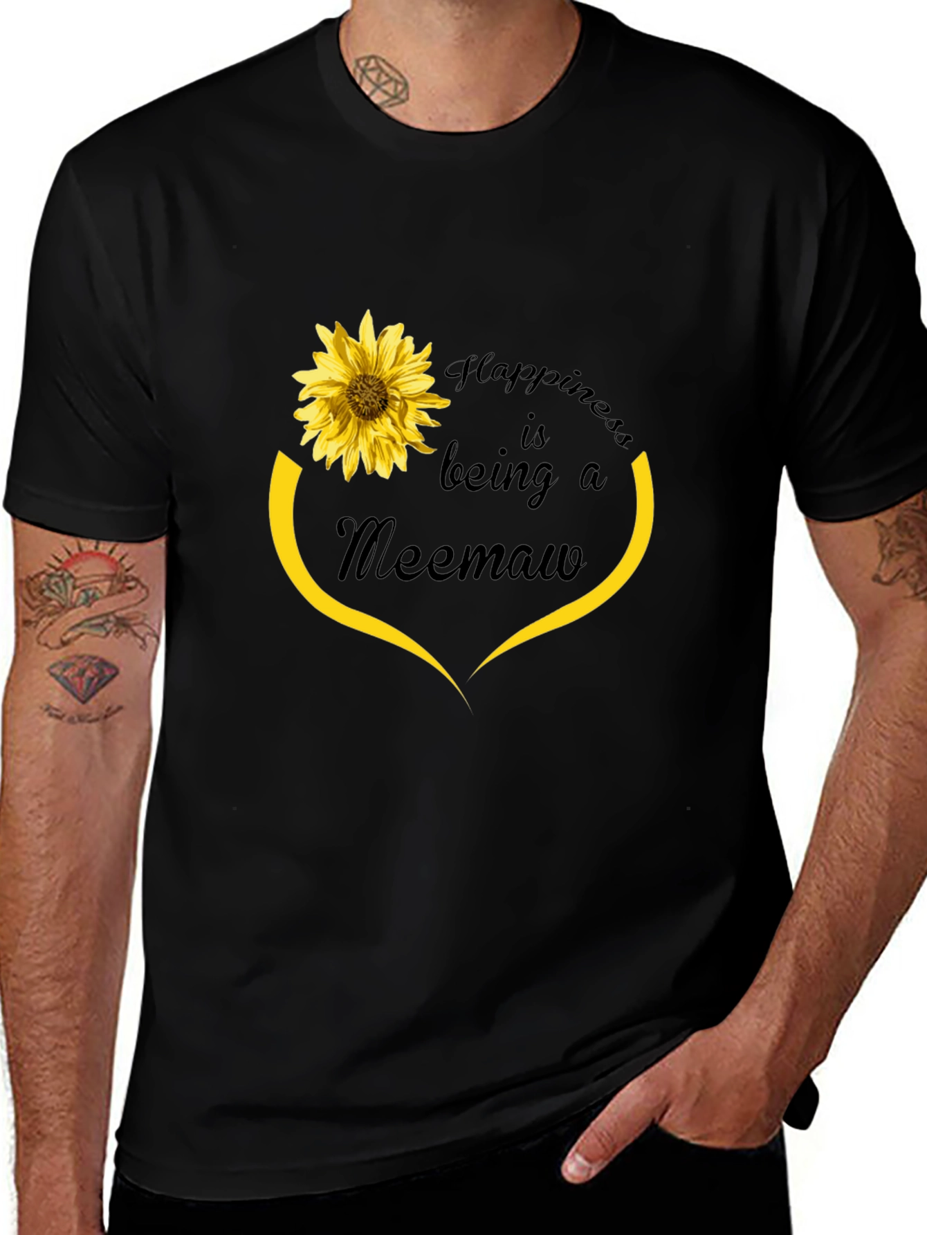 Happiness Meemaw Sunflower Graphic T-Shirt