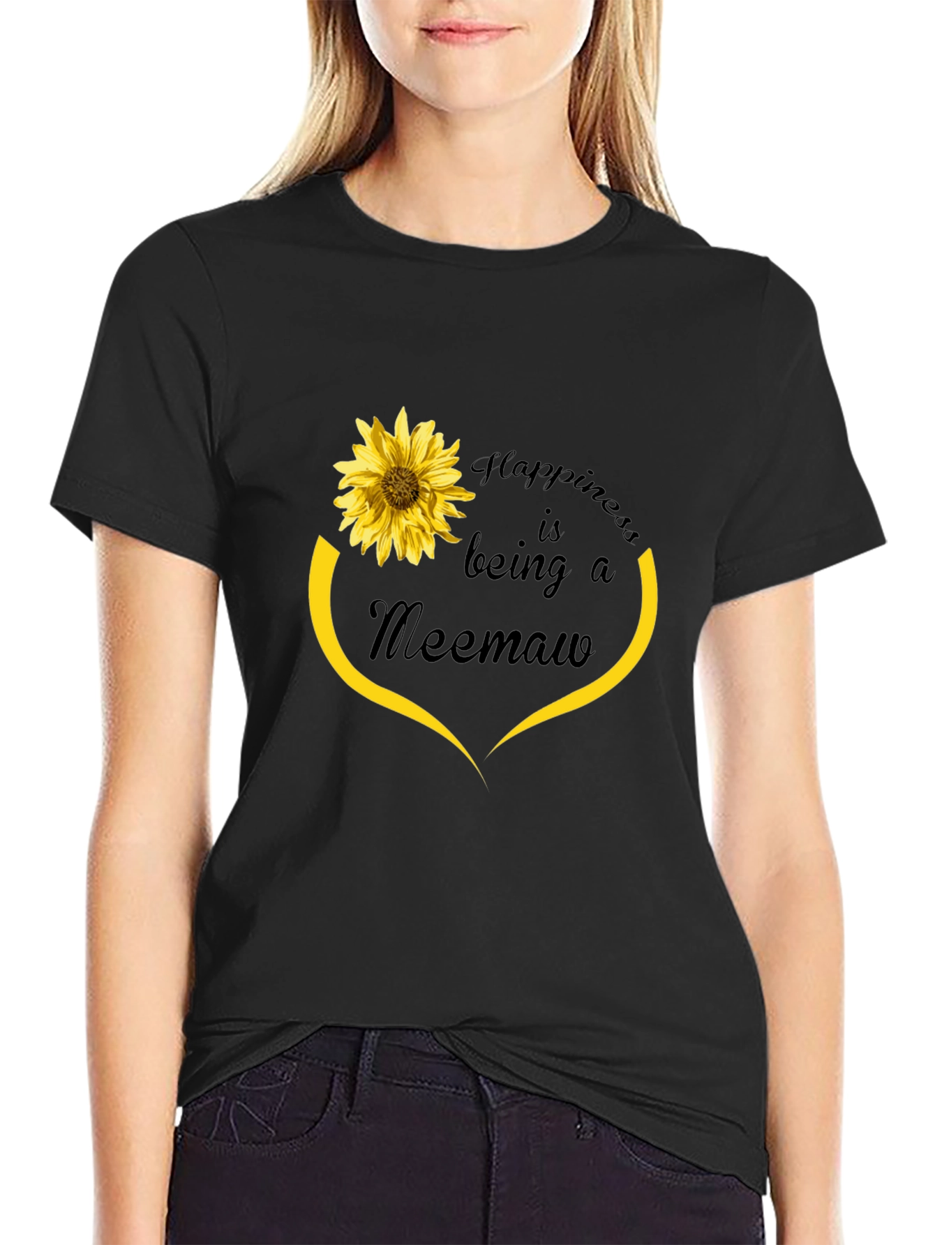 Happiness Meemaw Sunflower Graphic T-Shirt