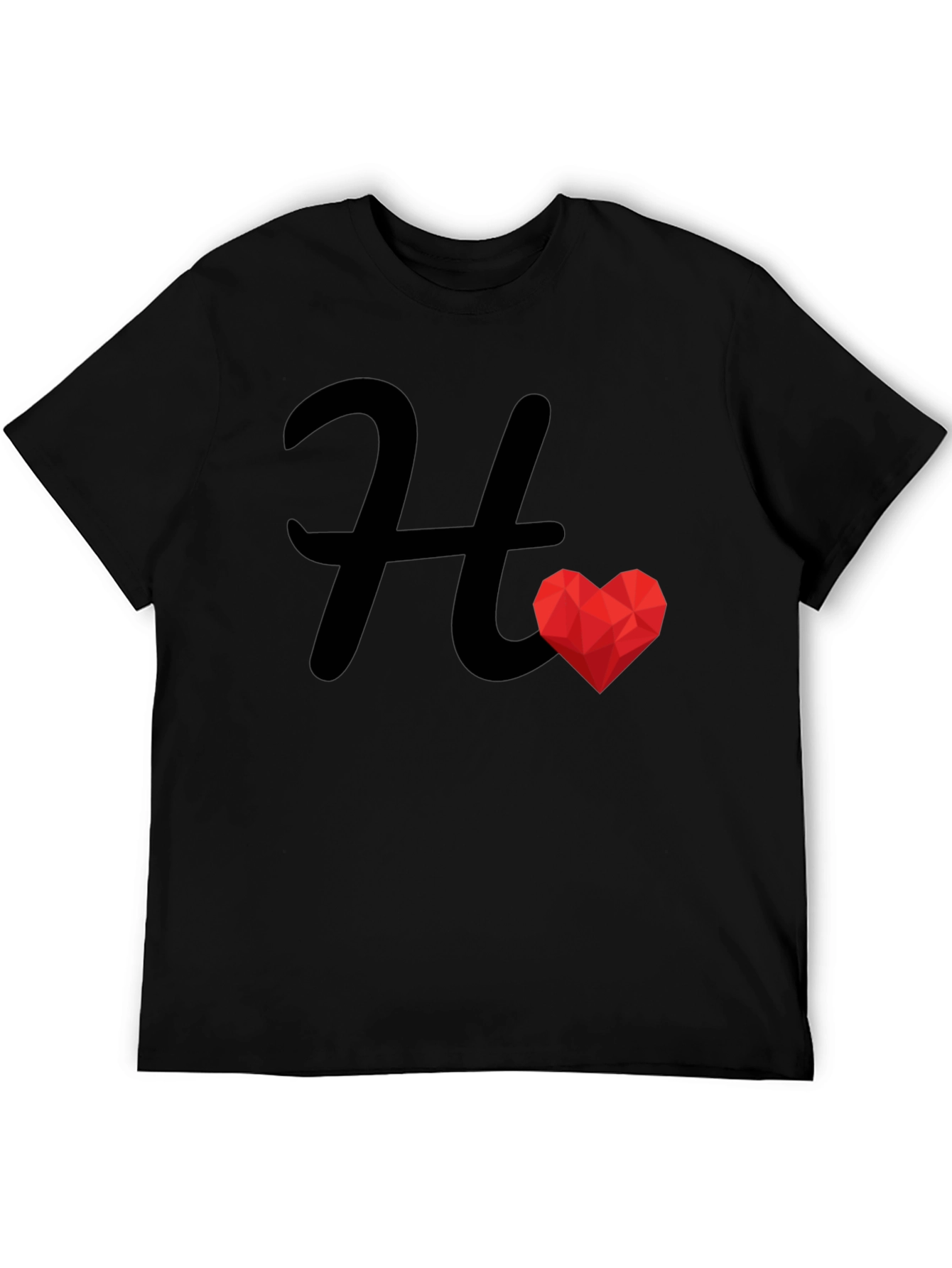 H Heart Graphic Black Tee - Stylish Casual Wear