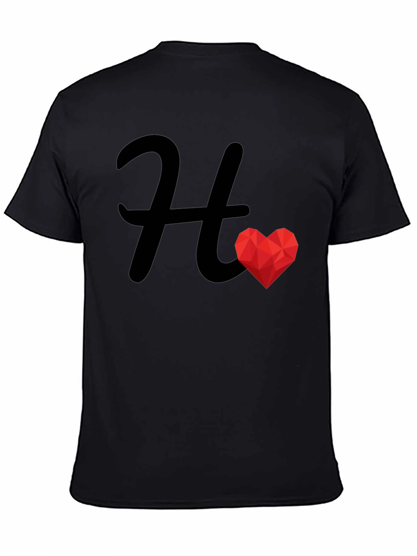 H Heart Graphic Black Tee - Stylish Casual Wear