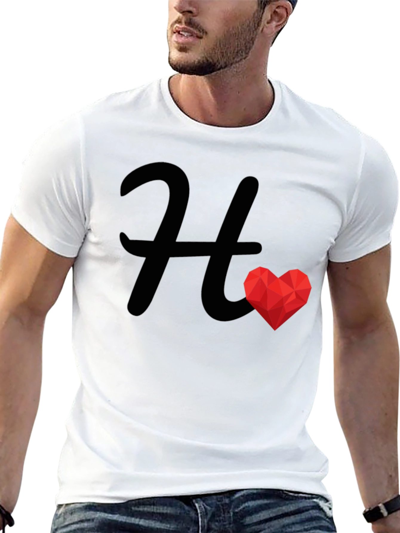 H Heart Graphic Black Tee - Stylish Casual Wear