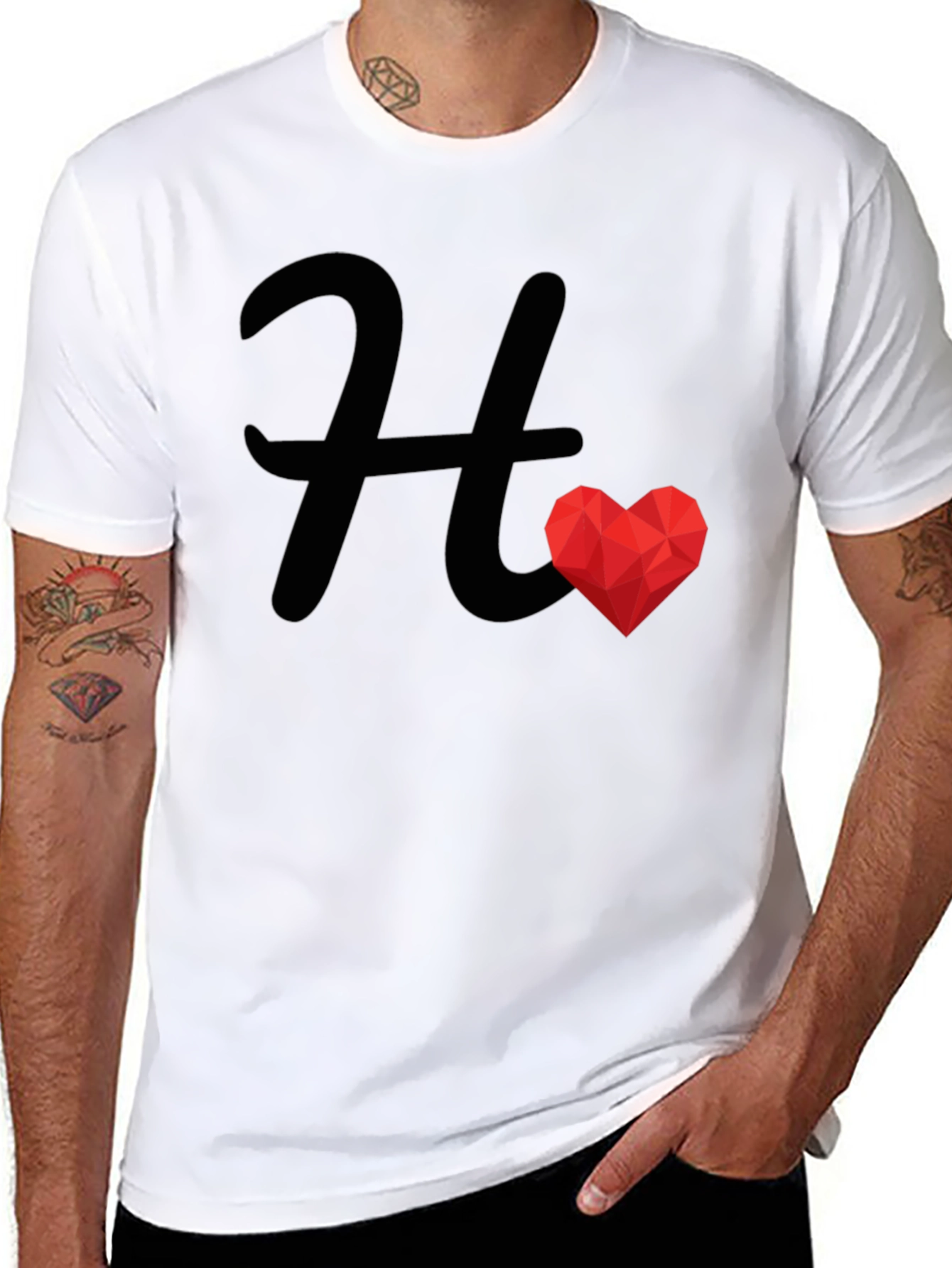 H Heart Graphic Black Tee - Stylish Casual Wear