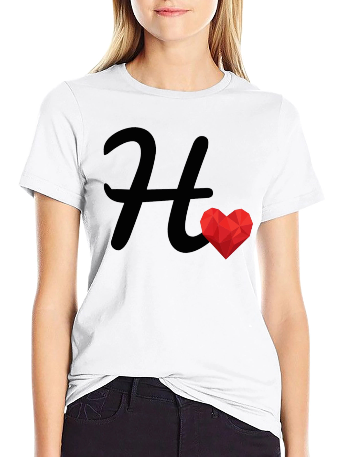 H Heart Graphic Black Tee - Stylish Casual Wear