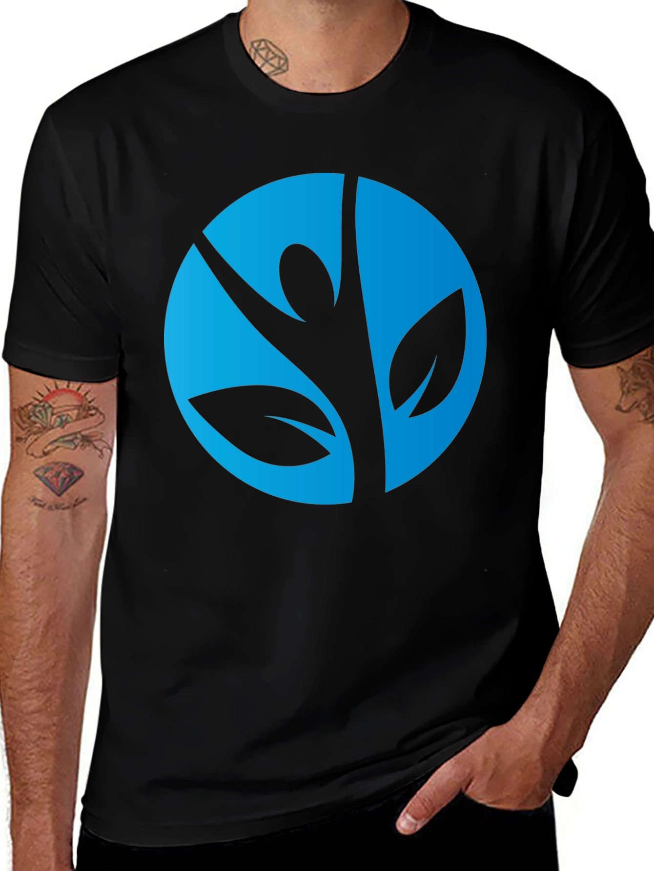 Stylish Black Tee with Nature-Inspired Graphic