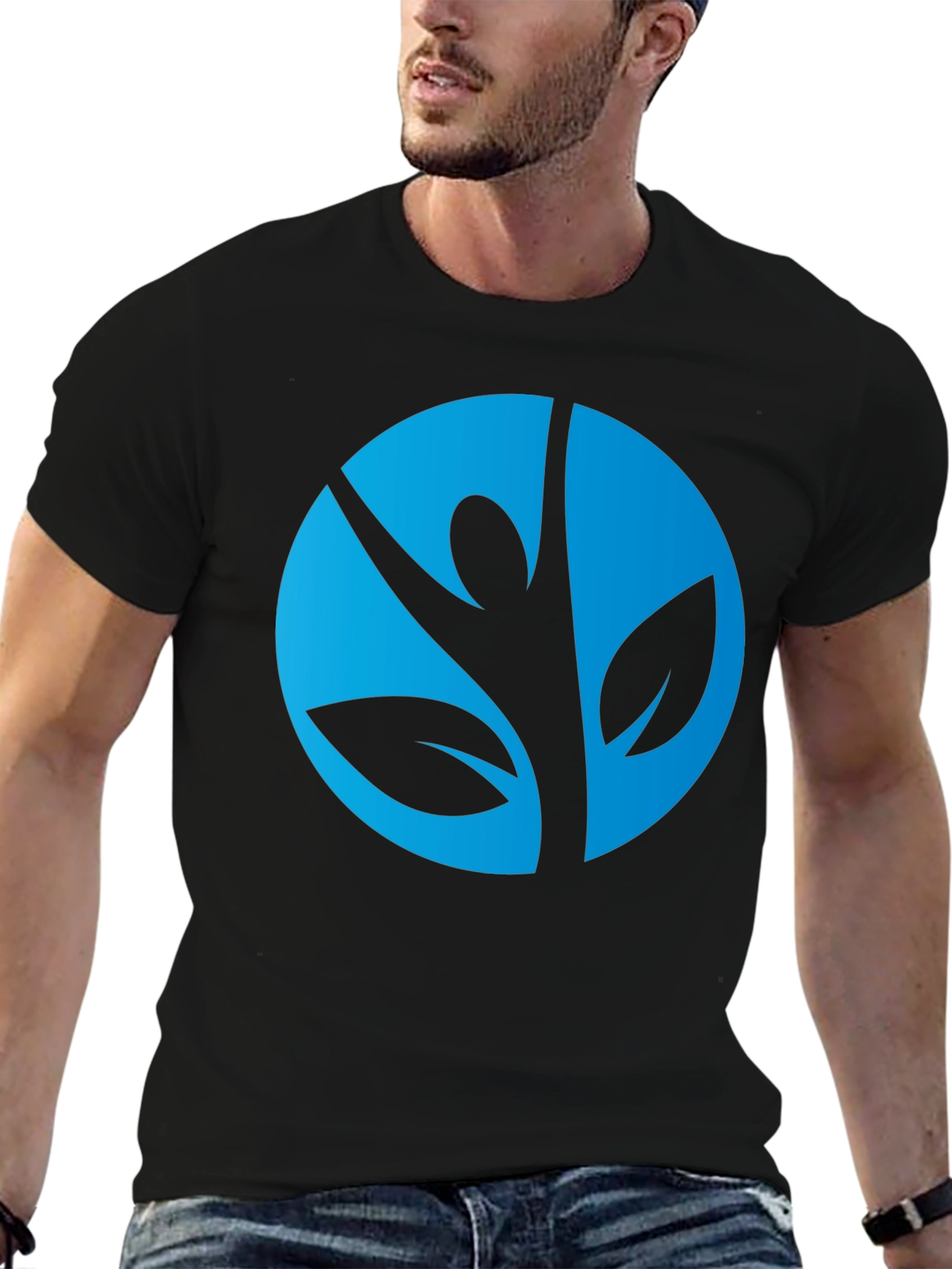 Stylish Black Tee with Nature-Inspired Graphic