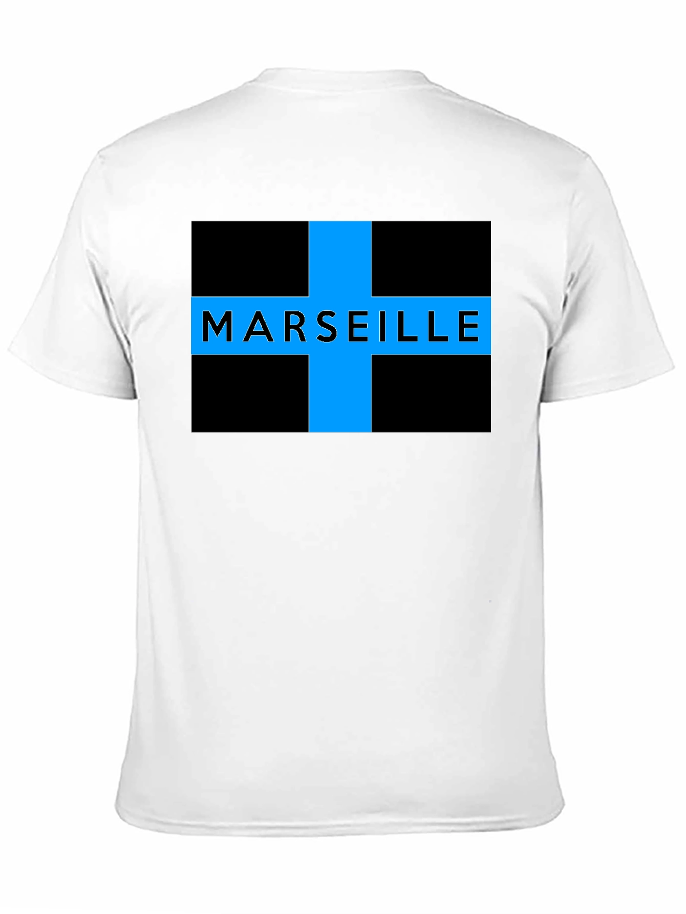 Marseille T-Shirt - Black with Blue Cross