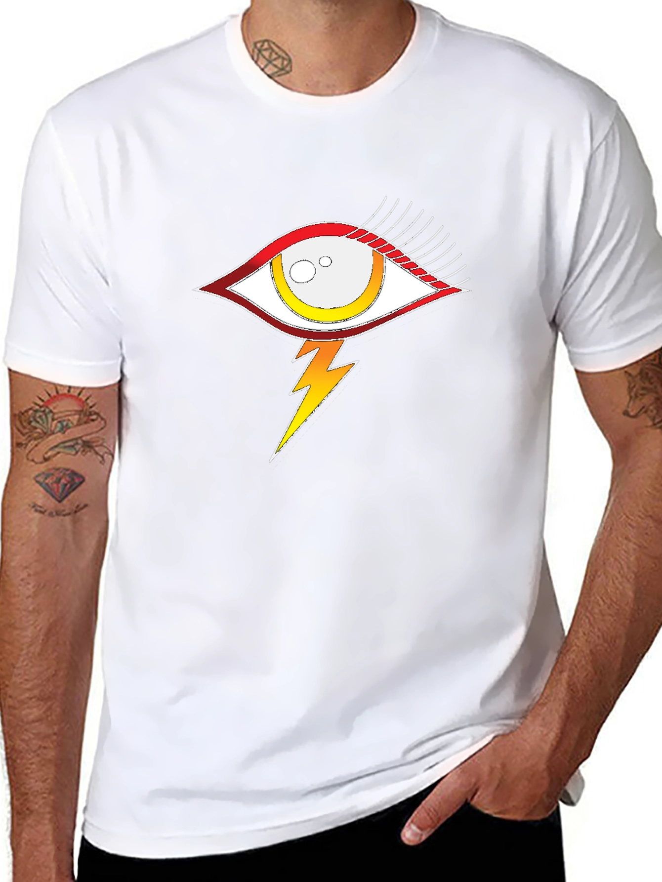 Eye and Lightning Bolt Graphic T-Shirt