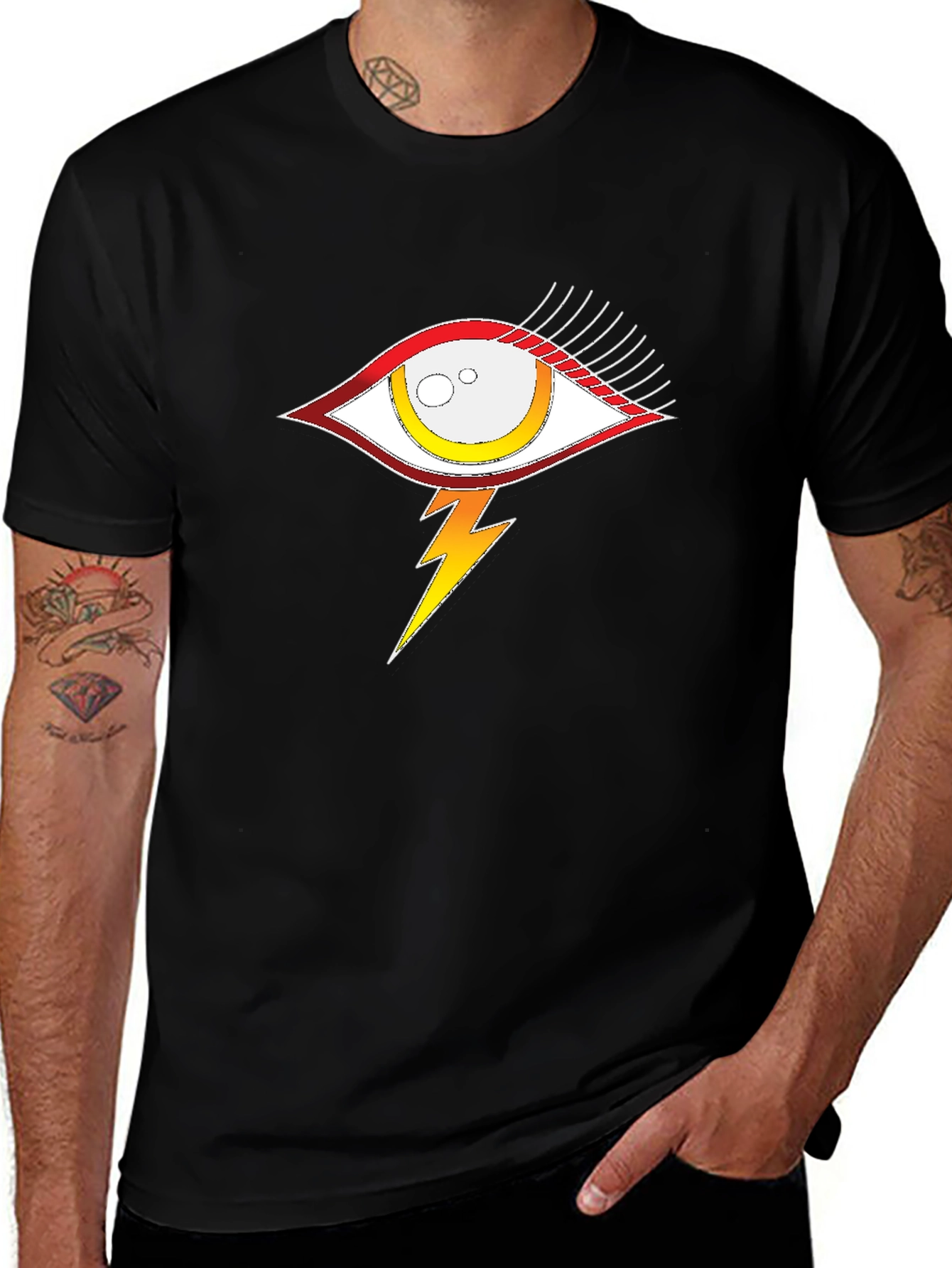 Eye and Lightning Bolt Graphic T-Shirt