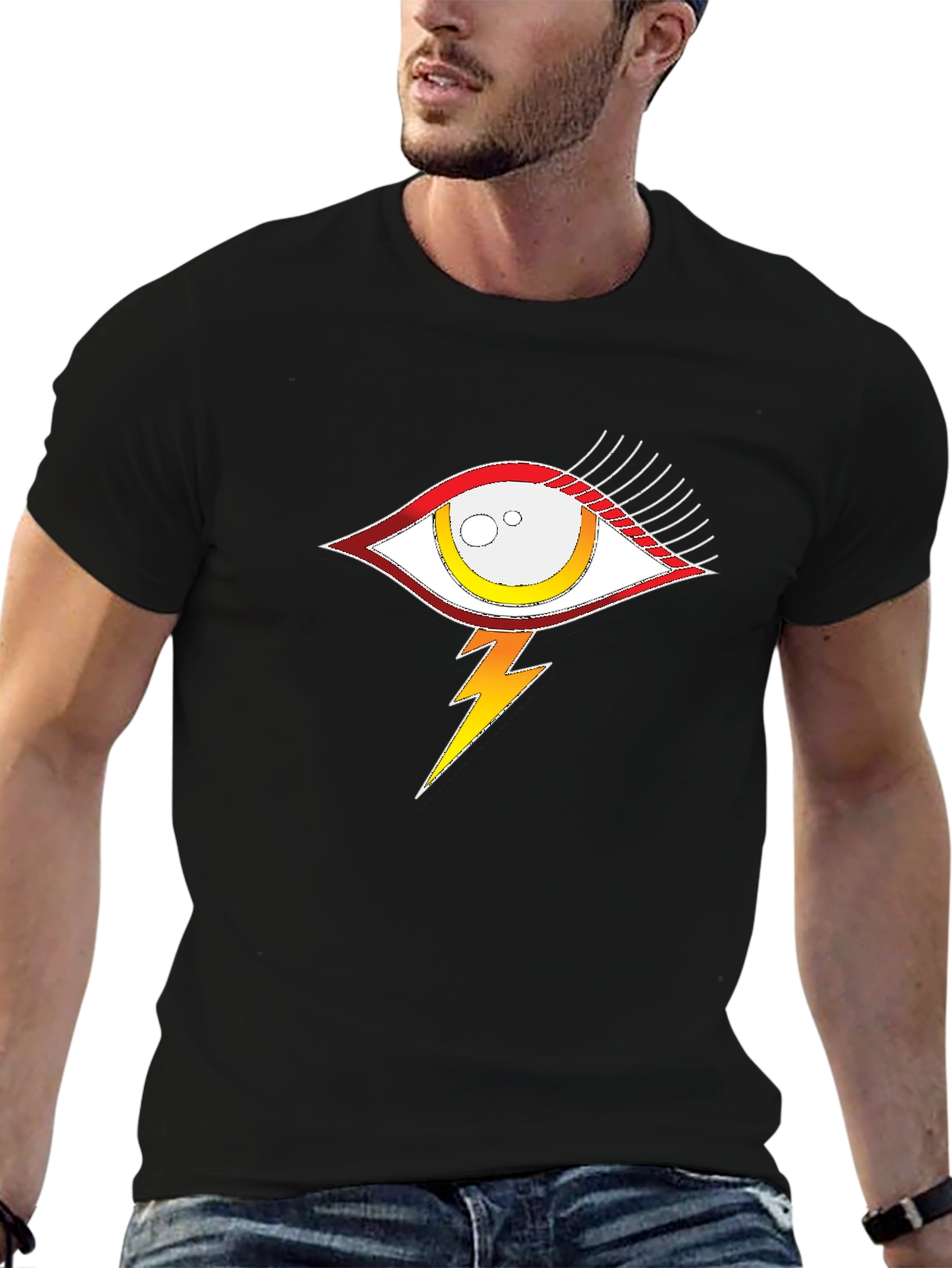 Eye and Lightning Bolt Graphic T-Shirt