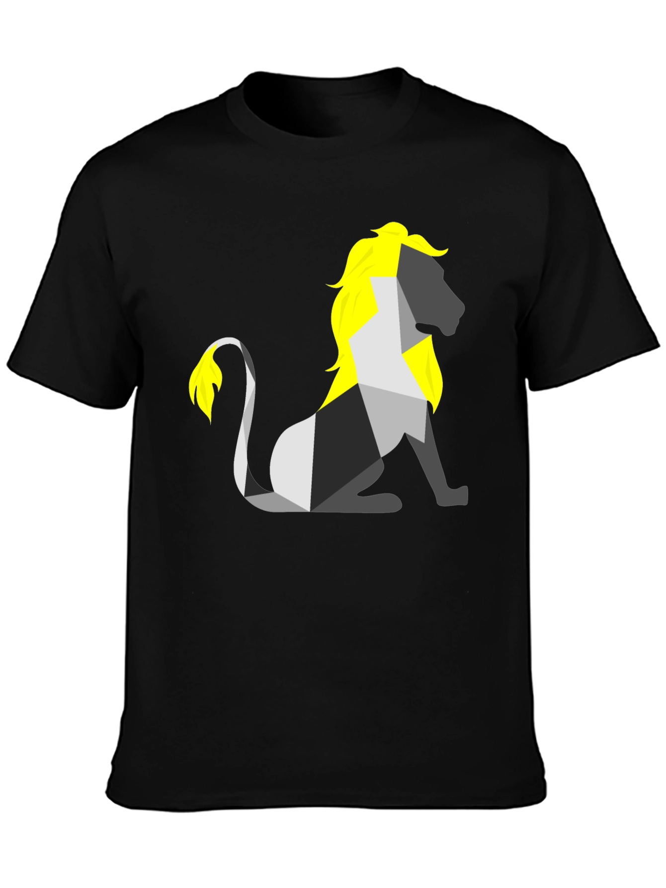Geometric Lion Graphic Tee - Stylish Black Shirt