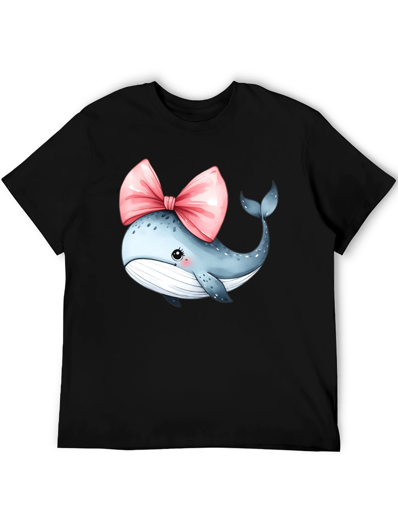 Whale Bow T-Shirt - Cute Cartoon Graphic Tee