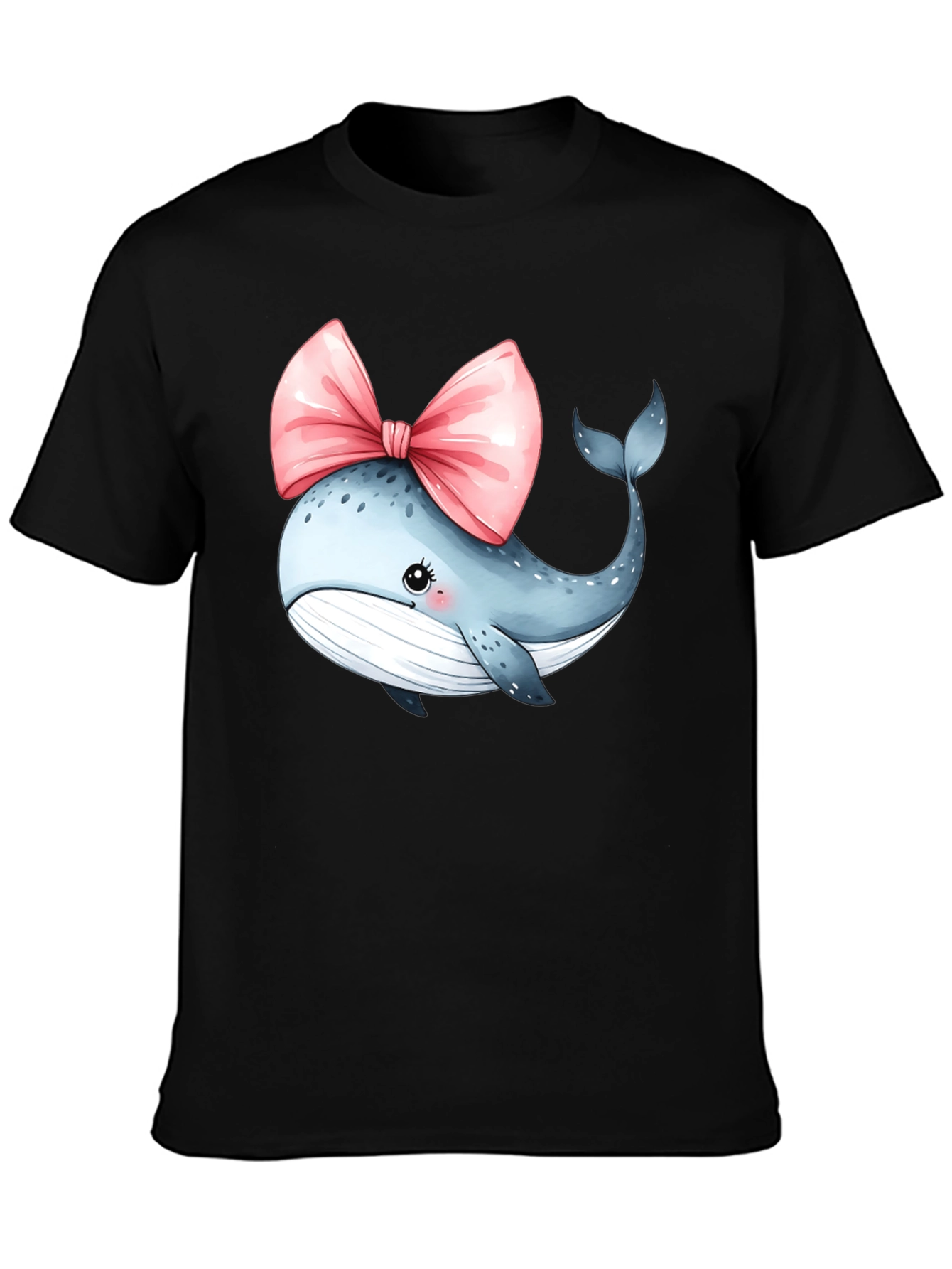 Whale Bow T-Shirt - Cute Cartoon Graphic Tee