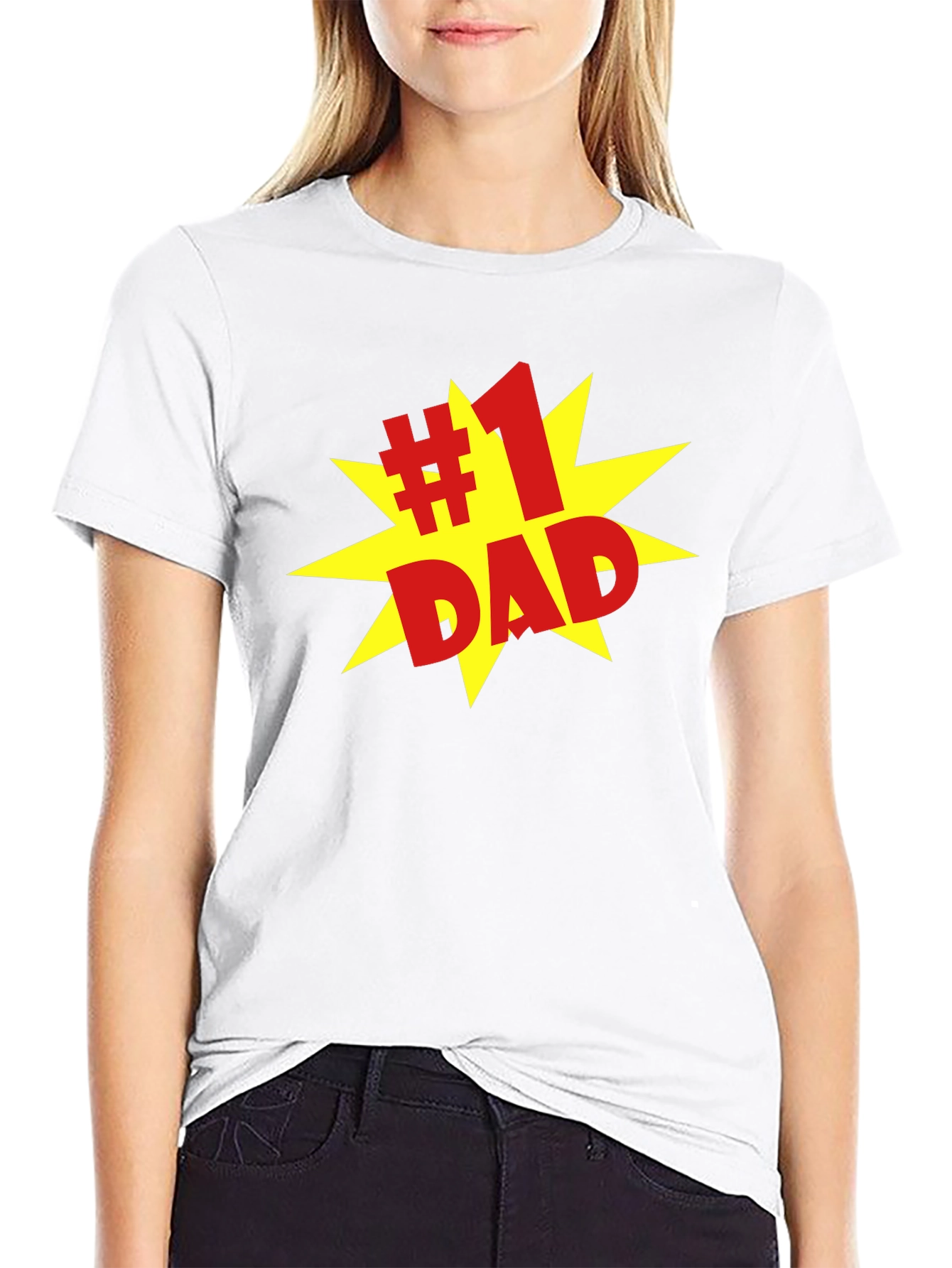 #1 Dad Graphic Print Crew Neck T-Shirt