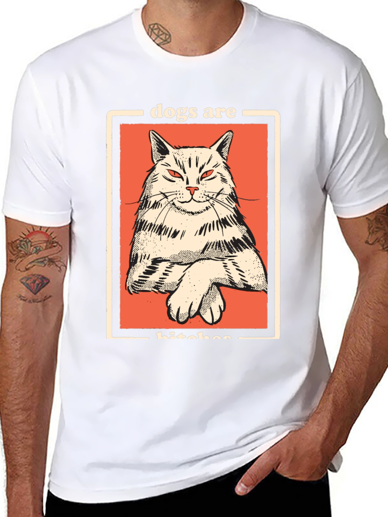 Dogs Are Bitches Cat Graphic Black T-Shirt